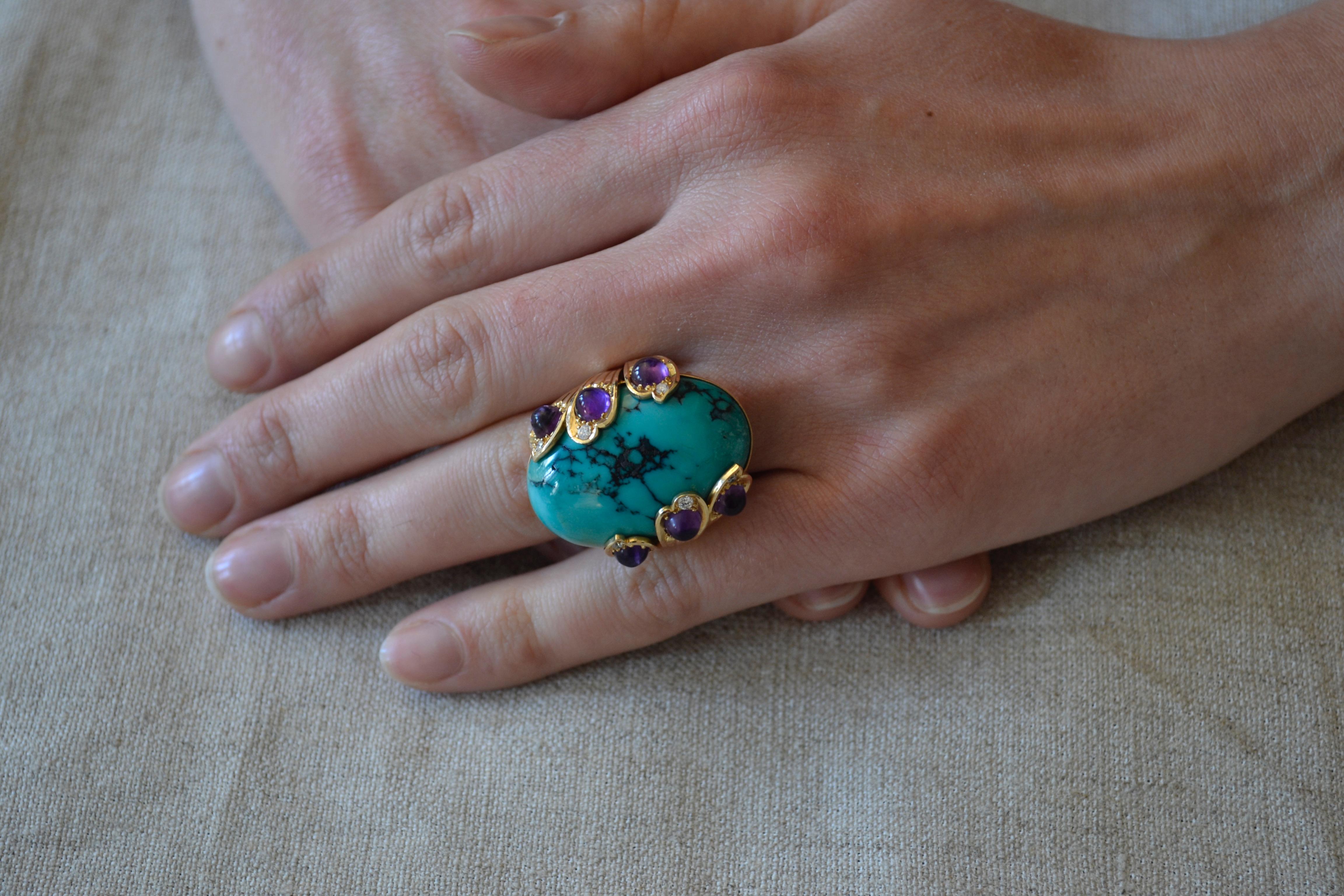 amethyst turquoise ring