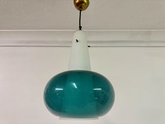 1960s Italian Green and White Glass Ceiling Pendant