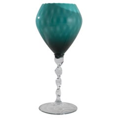 Retro 1960s Italian Green Glass Goblet