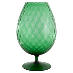 Vintage 1960s Italian Green Glass Goblet