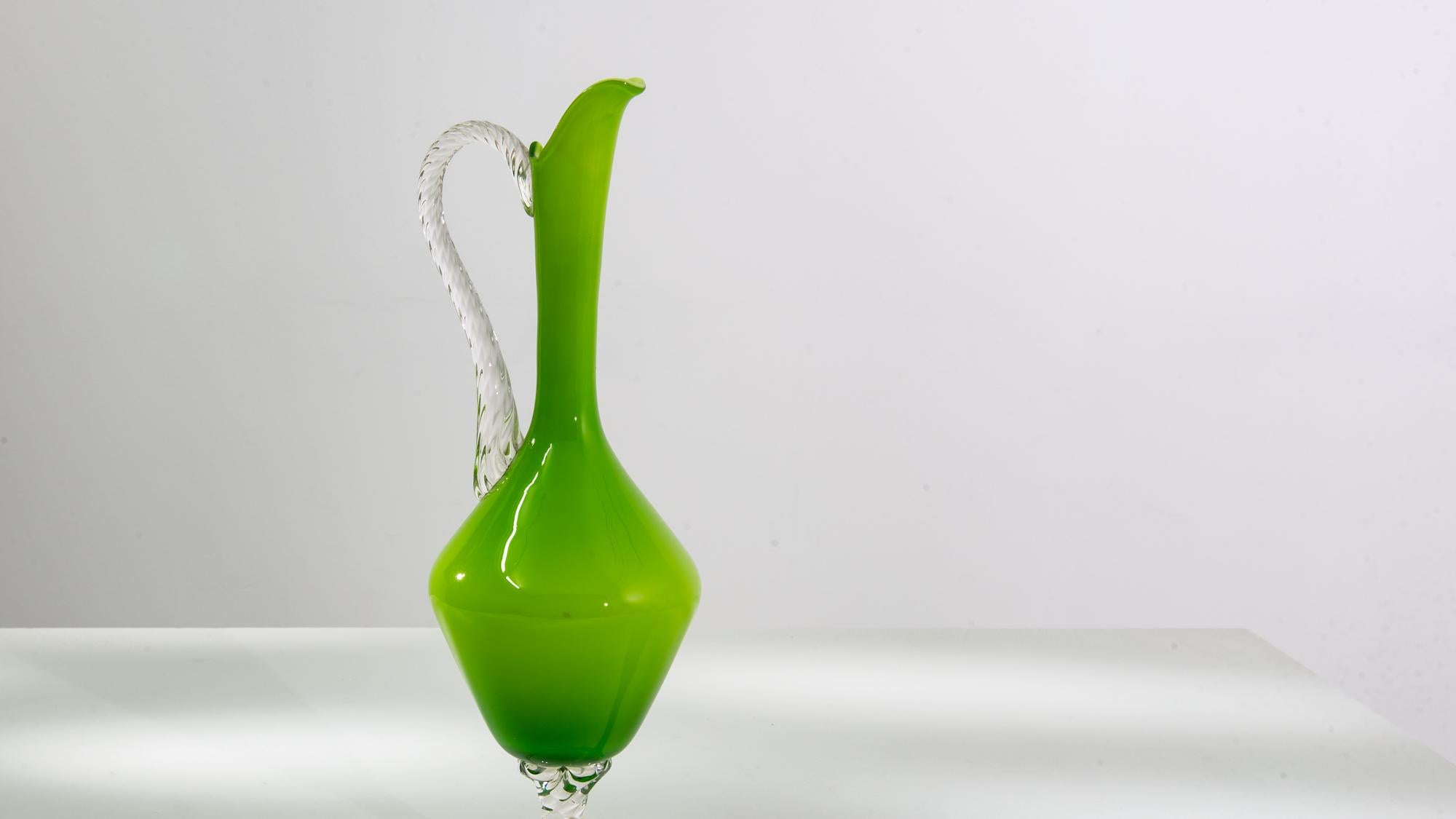 1960s Italian Green Glass Jug For Sale 2