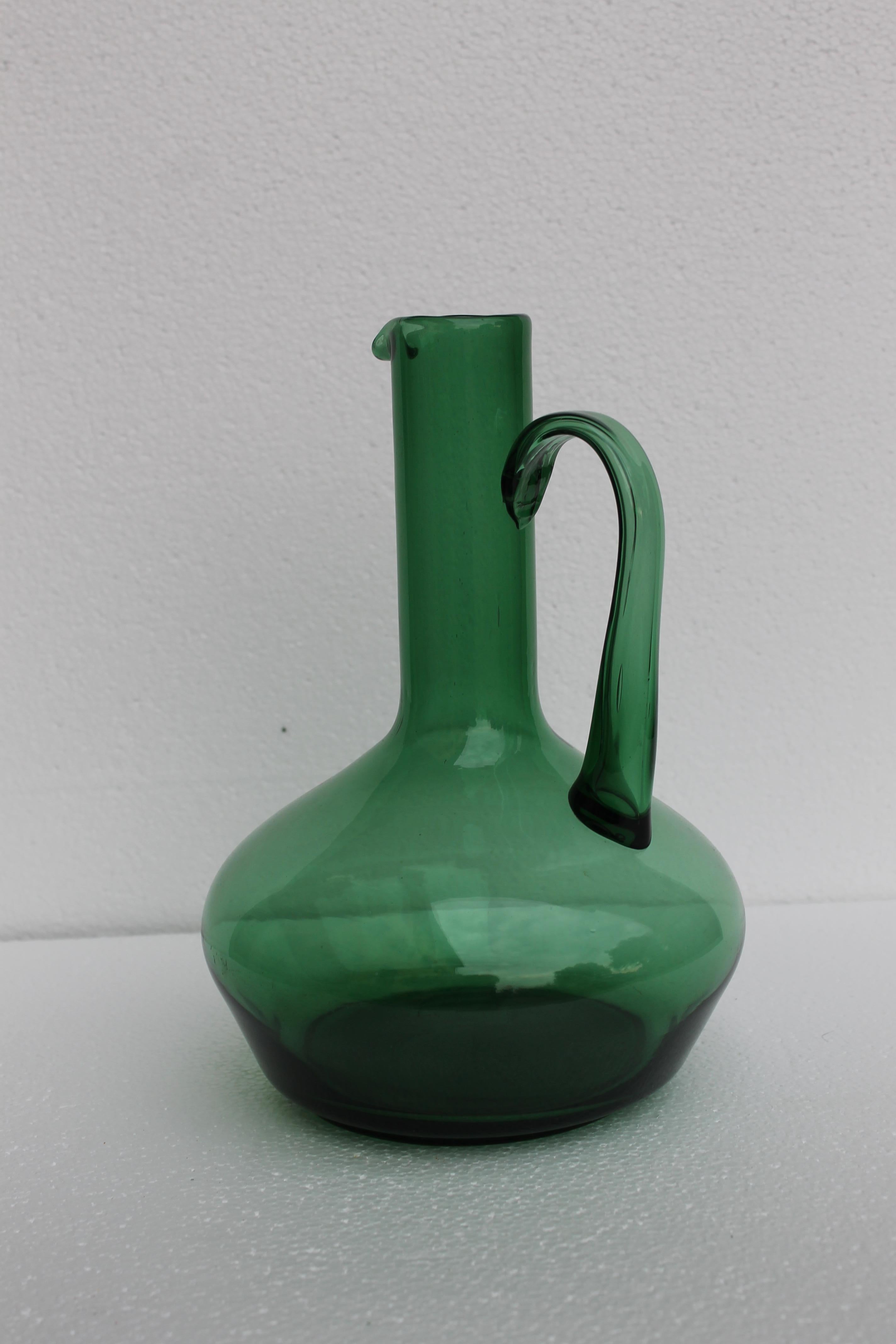 1960s Italian Green Glass Pitcher 3