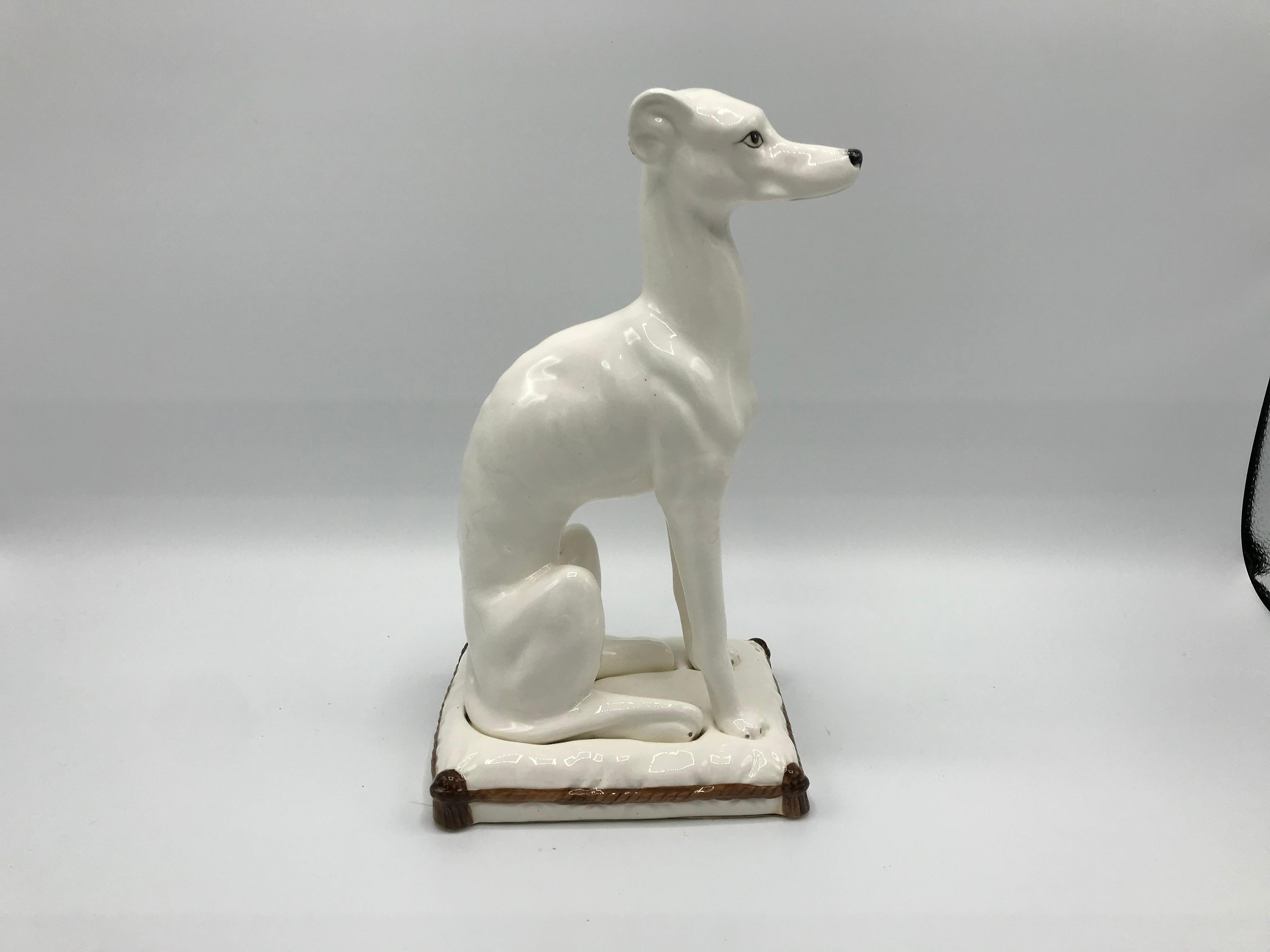 Offered is a gorgeous, 1960s Italian Greyhound ceramic sculpture. Weighted.
