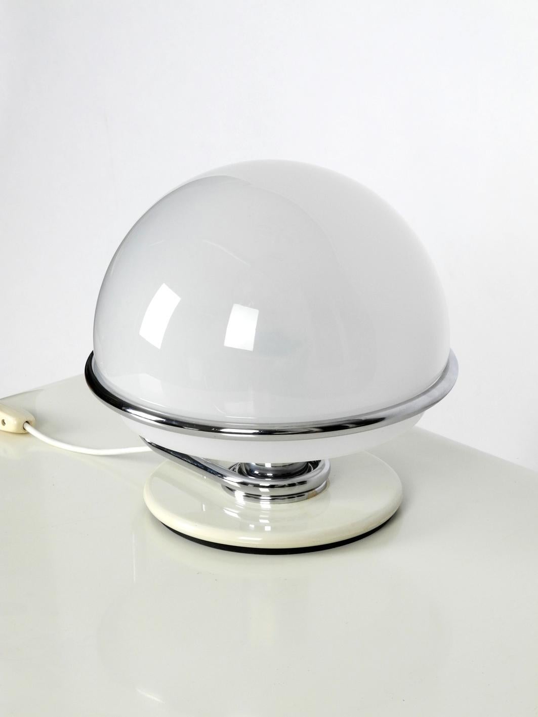 1960s Italian Guzzini Metal Table Lamp and Glass Shade Space Age Design 1