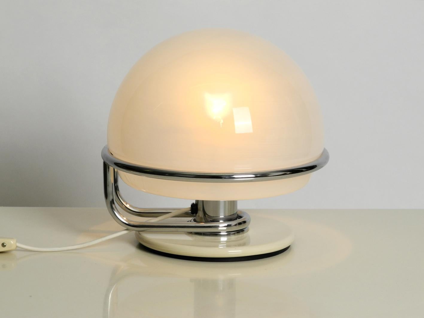 1960s Italian Guzzini Metal Table Lamp and Glass Shade Space Age Design 2