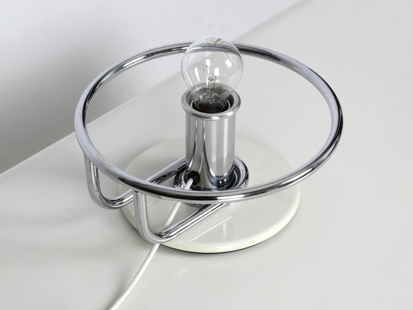 1960s Italian Guzzini Metal Table Lamp and Glass Shade Space Age Design 5