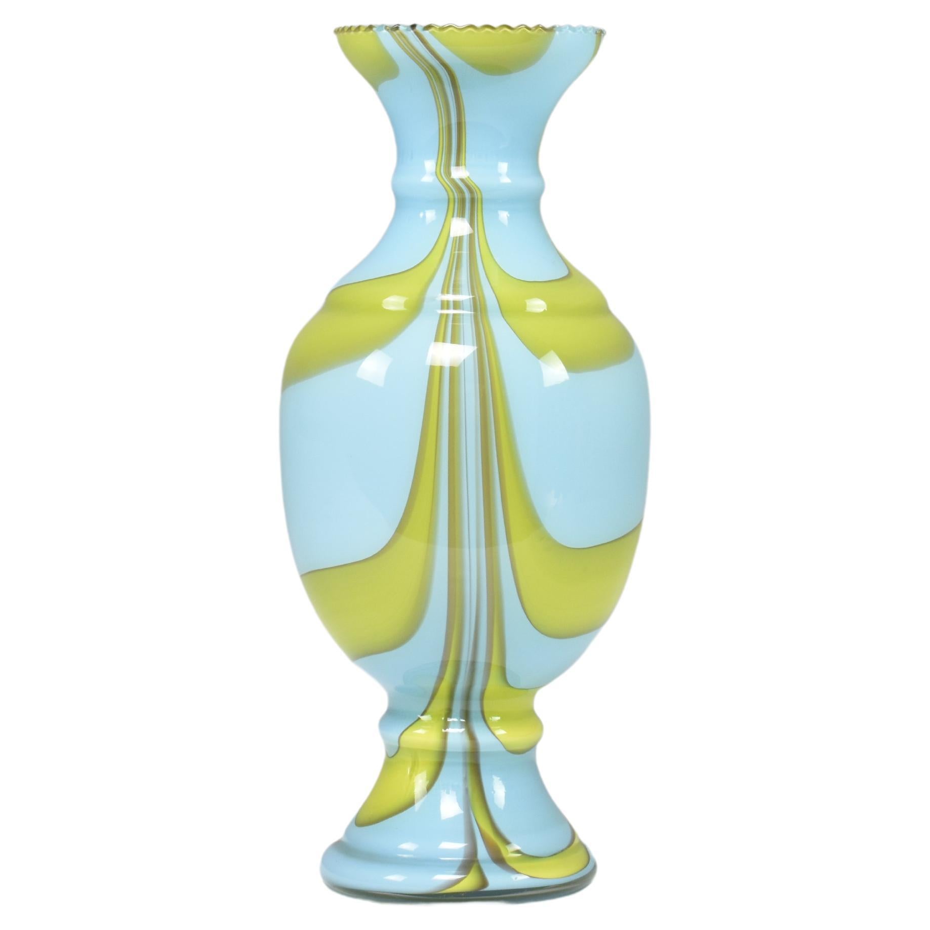 1960's Italian Hand Blown Glass Vase For Sale