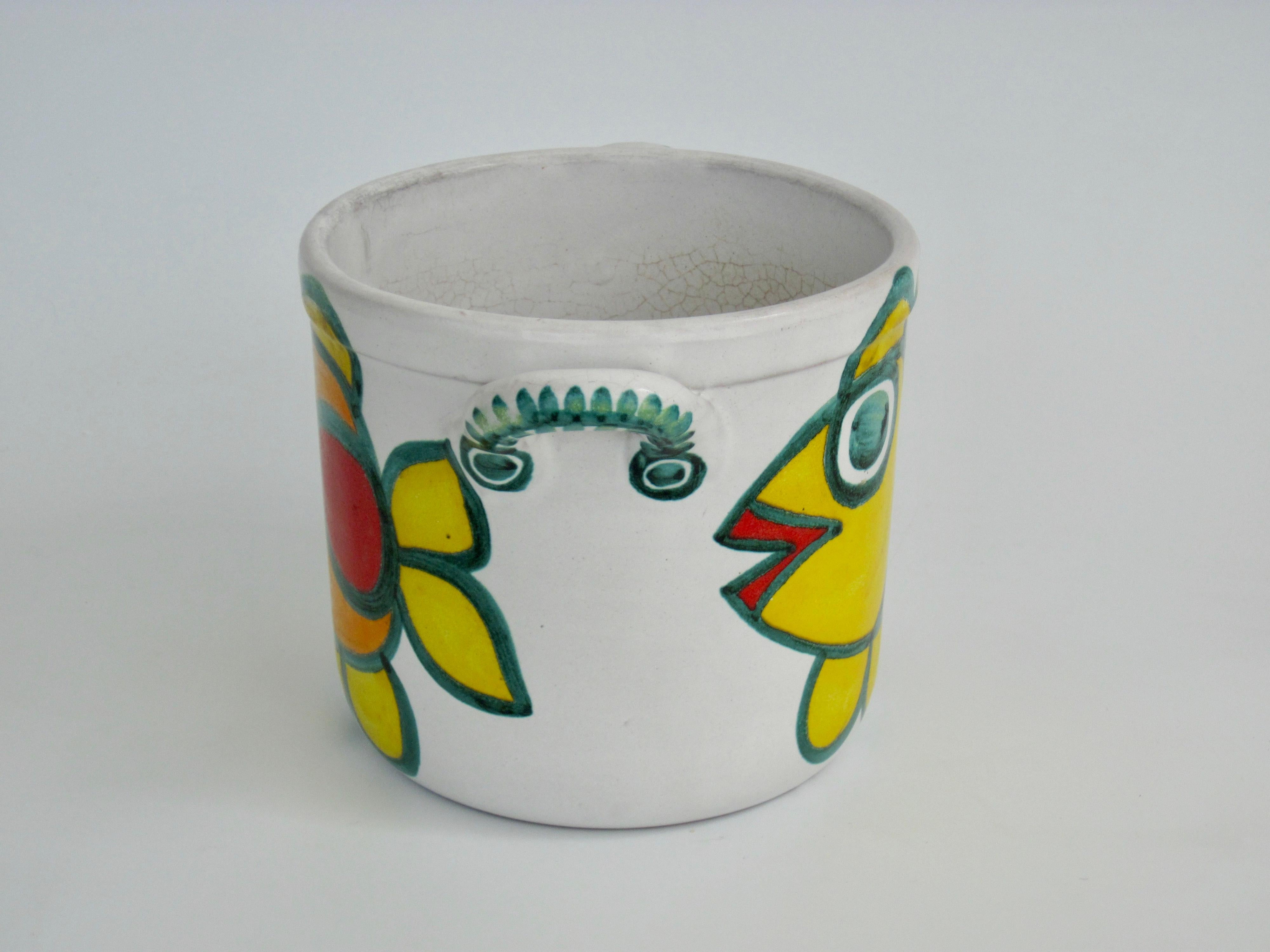 1960s Italian Hand Painted Planter Pot by Giovanni Desimone In Good Condition In Ferndale, MI