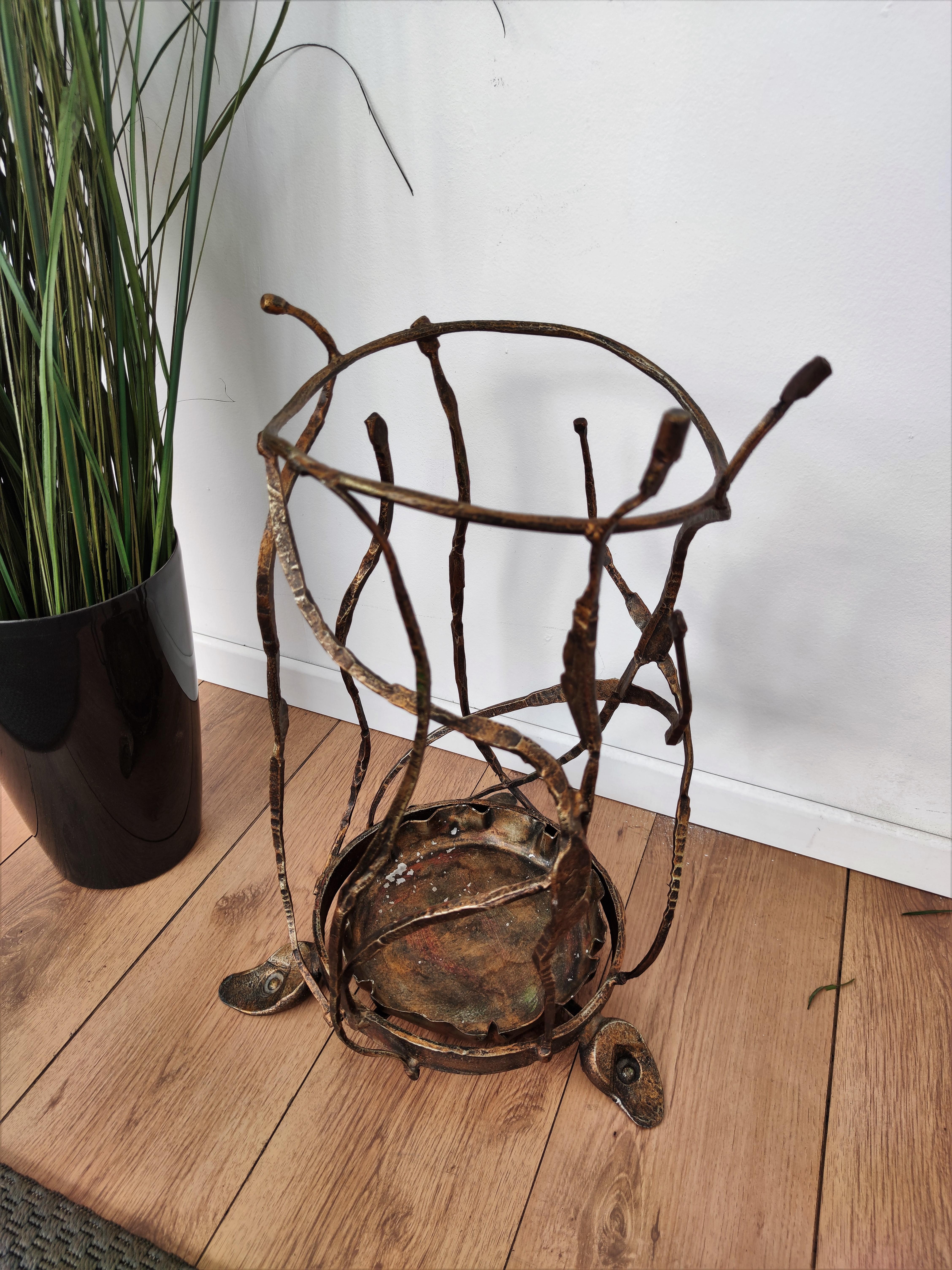 1960s Italian Hand Wrought-Iron Brutalist Salvino Marsura Umbrella Stand For Sale 1