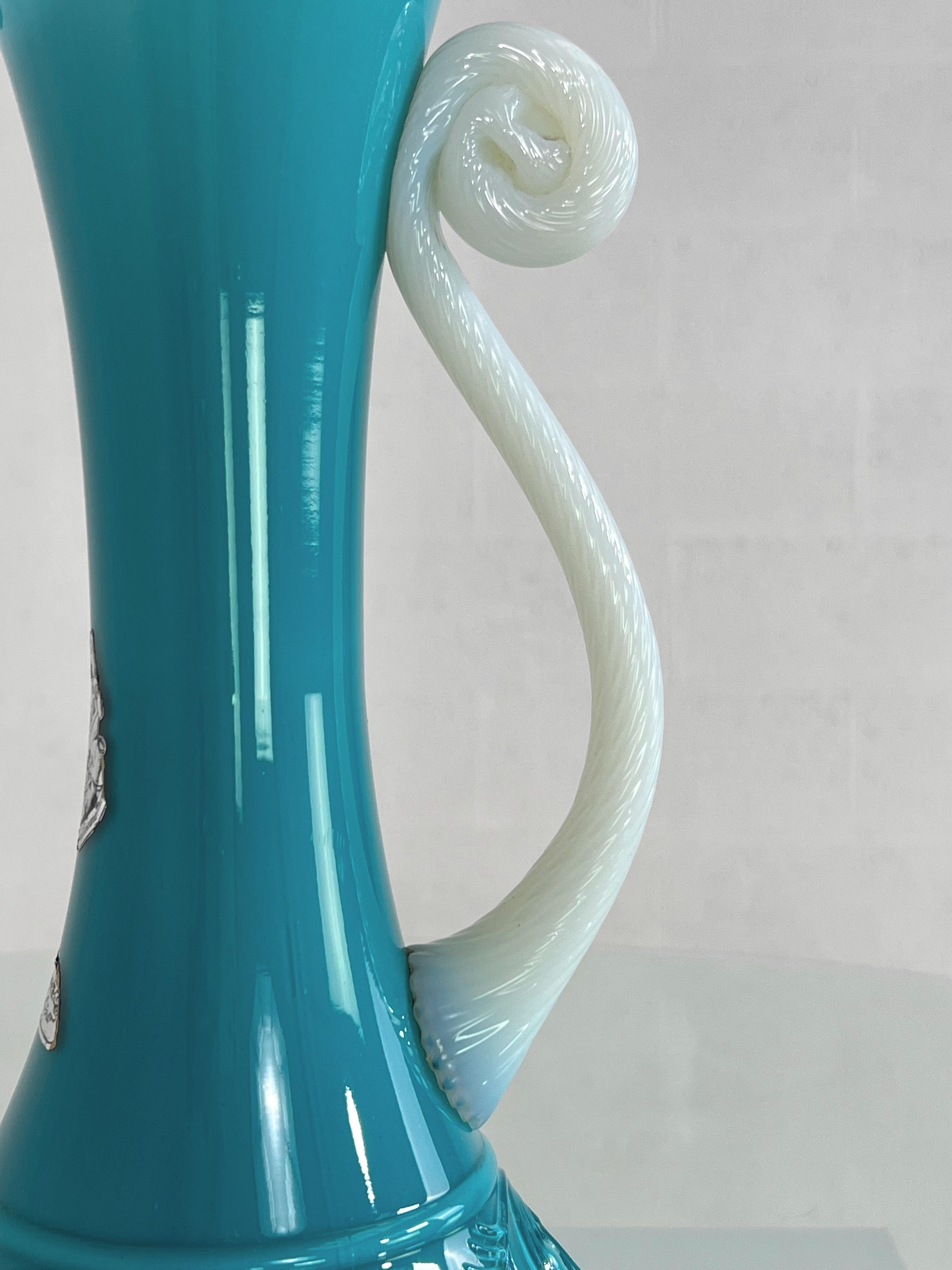 1960s Italian Handmade Glass Pitcher Vase Decanter For Sale 1