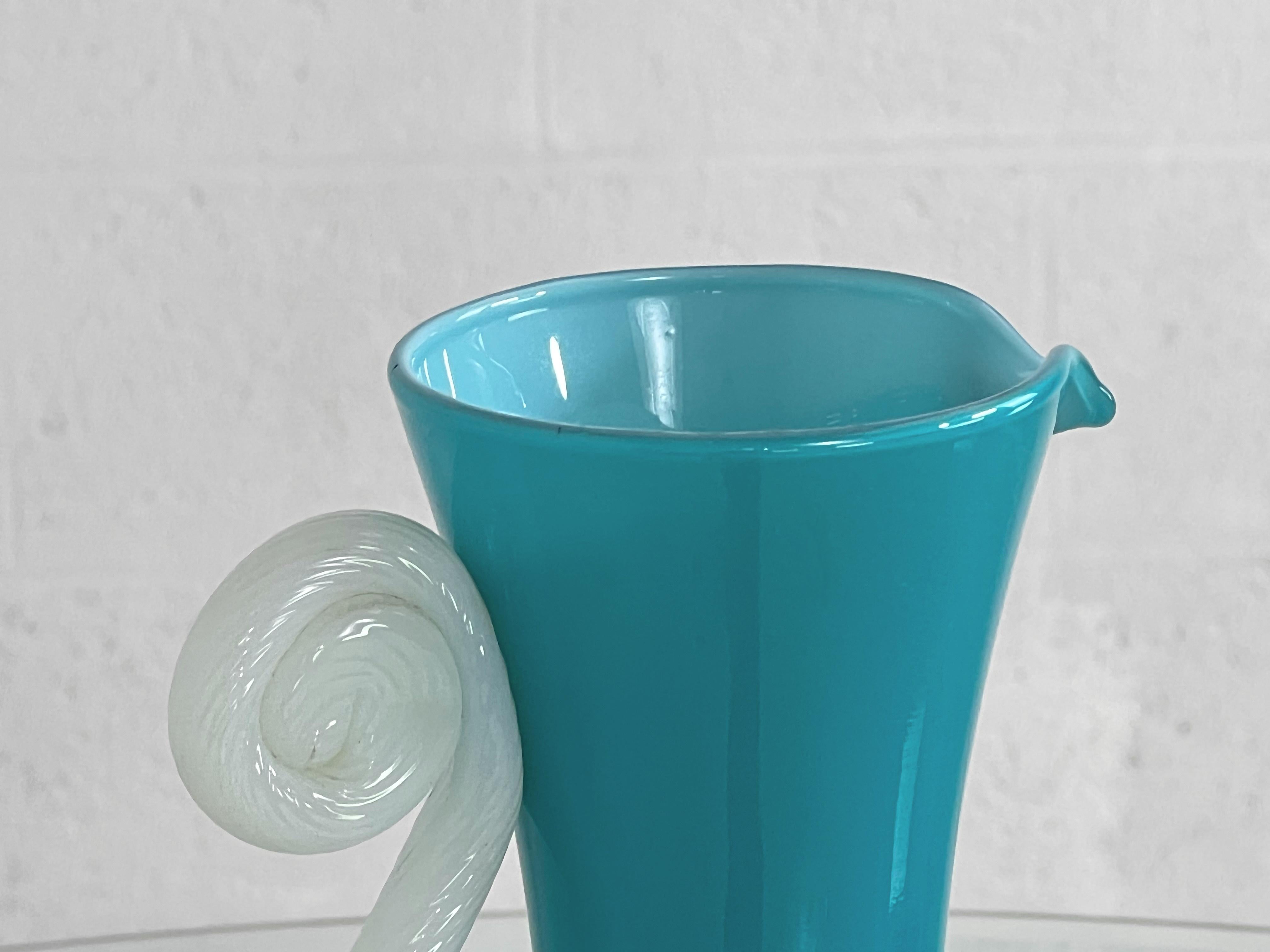 1960s Italian Handmade Glass Pitcher Vase Decanter For Sale 2