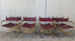 1960s Italian Hollywood Regency Chrome and Leather Savonarola Director's Chairs