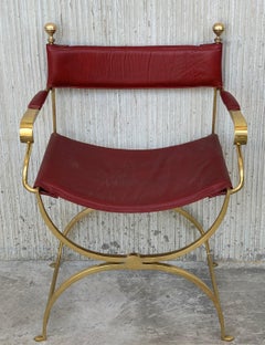 1960s Italian Hollywood Regency Chrome and Leather Savonarola Director's Chairs
