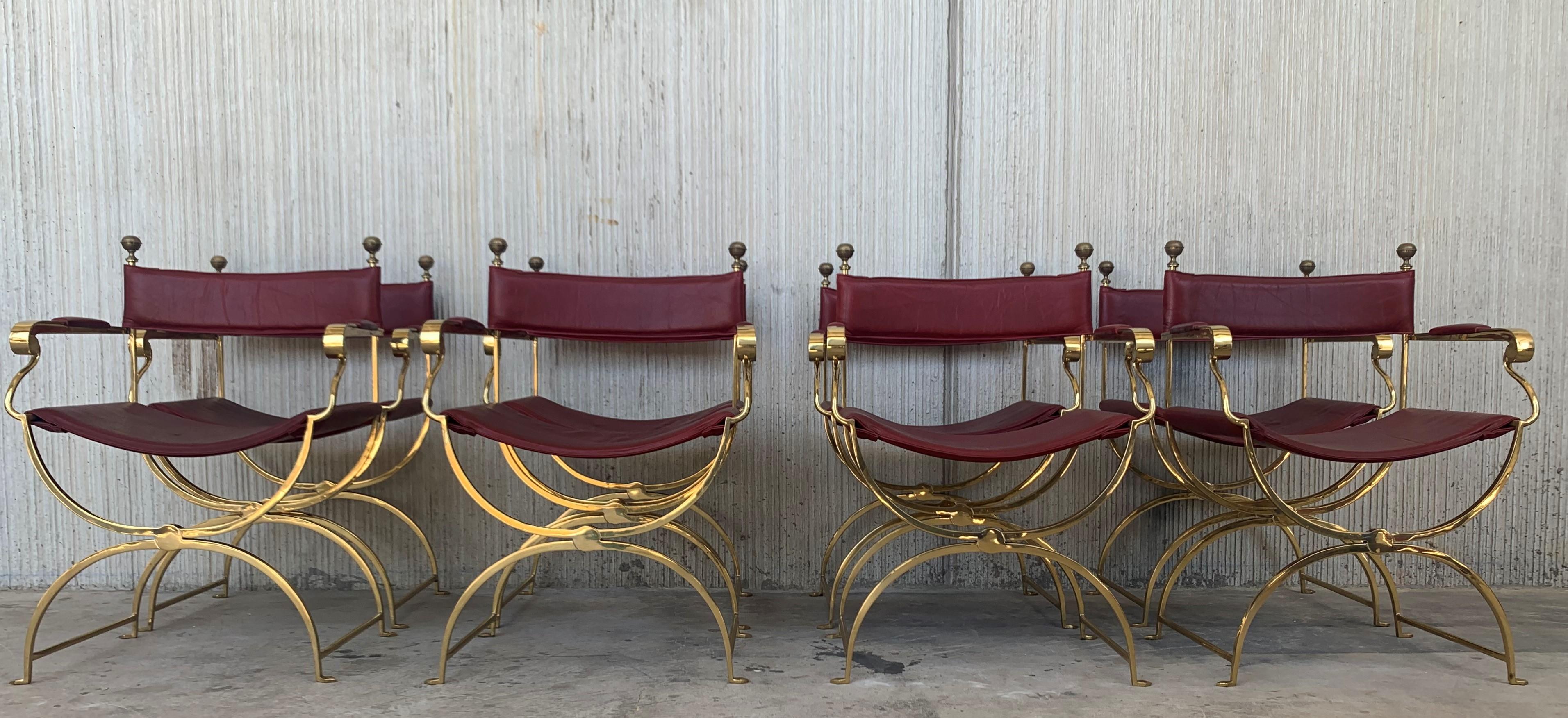 1960s Italian Hollywood Regency Chrome and Leather Savonarola Director's Chairs In Good Condition For Sale In Miami, FL