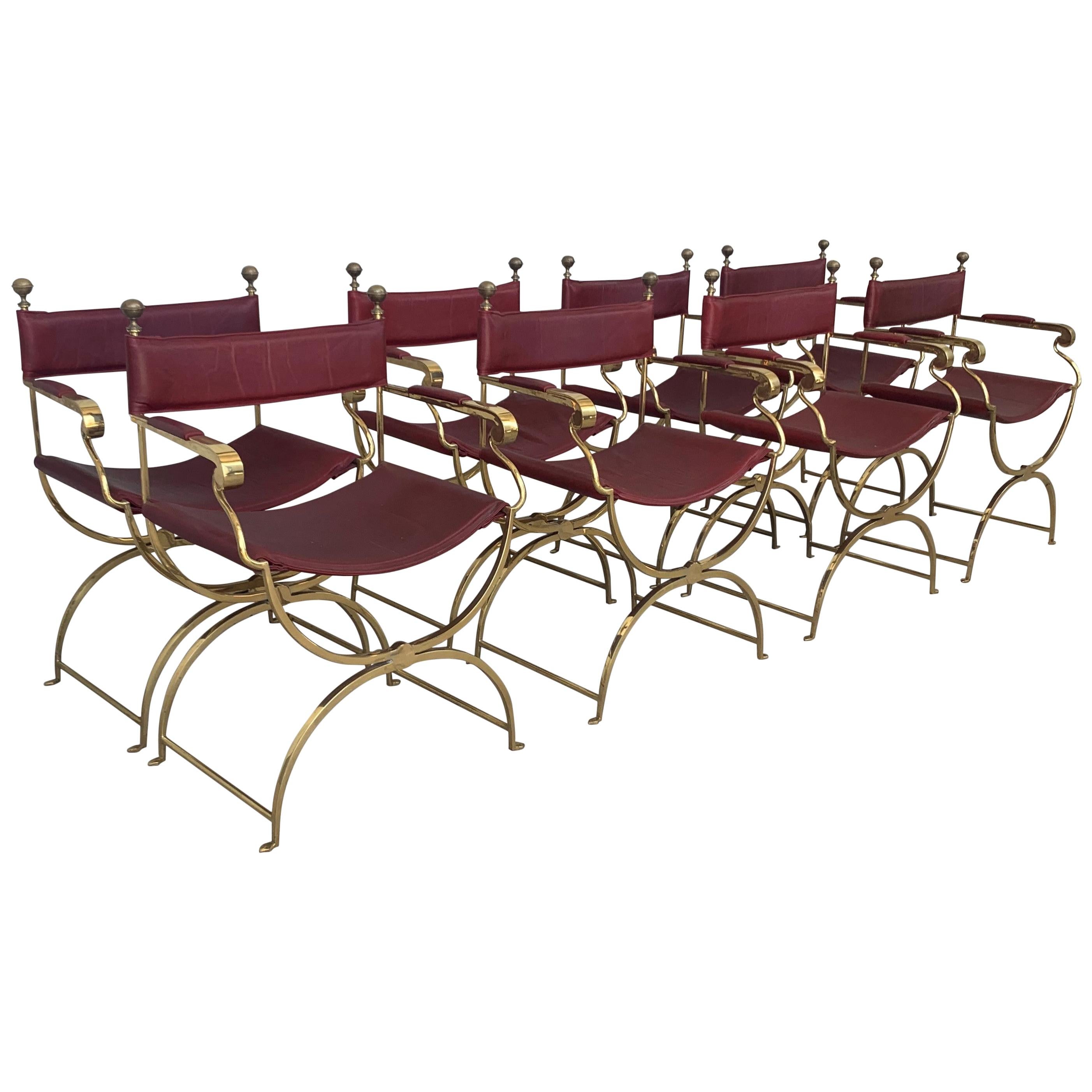 1960s Italian Hollywood Regency Chrome and Leather Savonarola Director's Chairs For Sale 1