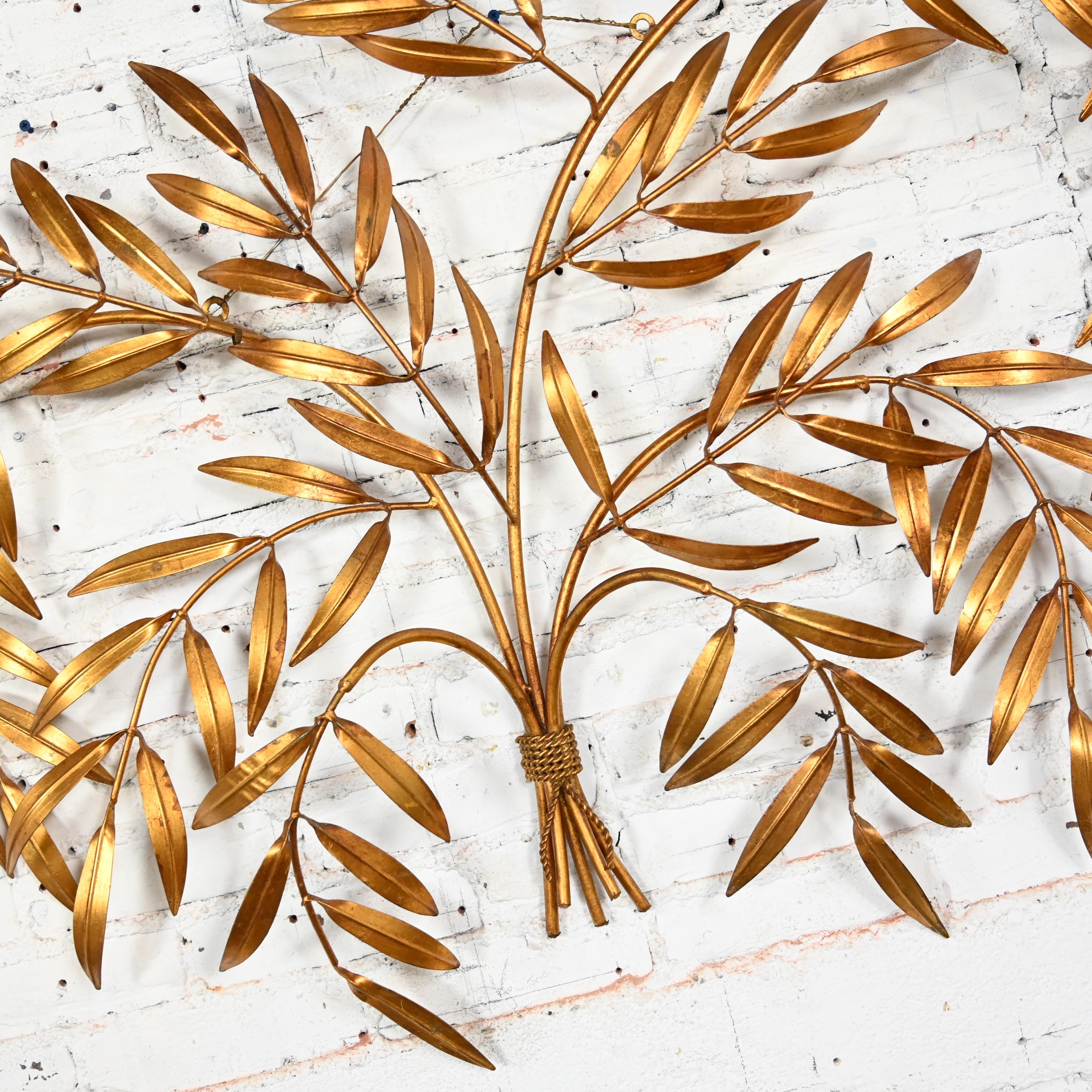 1960’s Italian Hollywood Regency Gilt Metal Wall Sculpture of Branches & Leaves For Sale 9