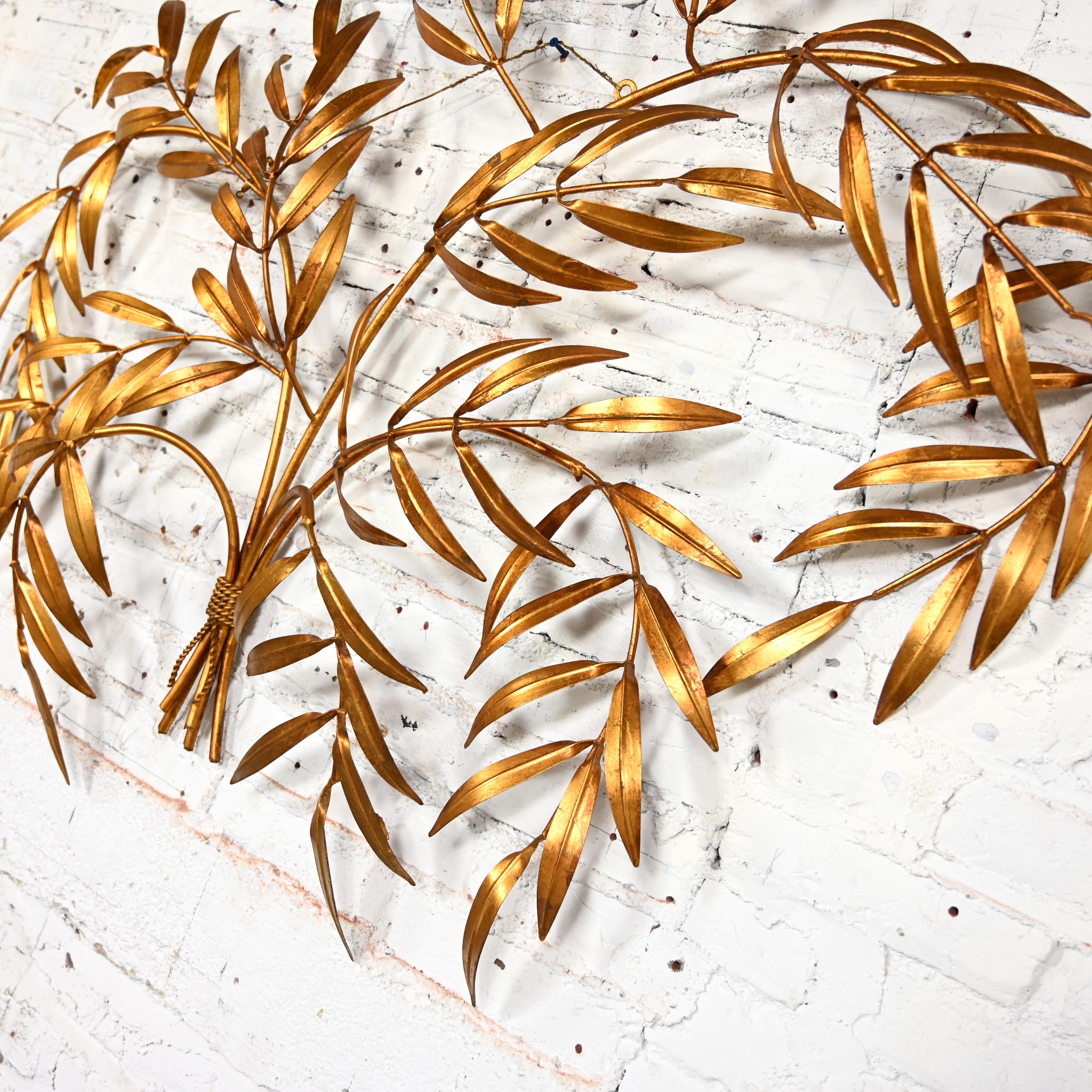 1960’s Italian Hollywood Regency Gilt Metal Wall Sculpture of Branches & Leaves For Sale 11