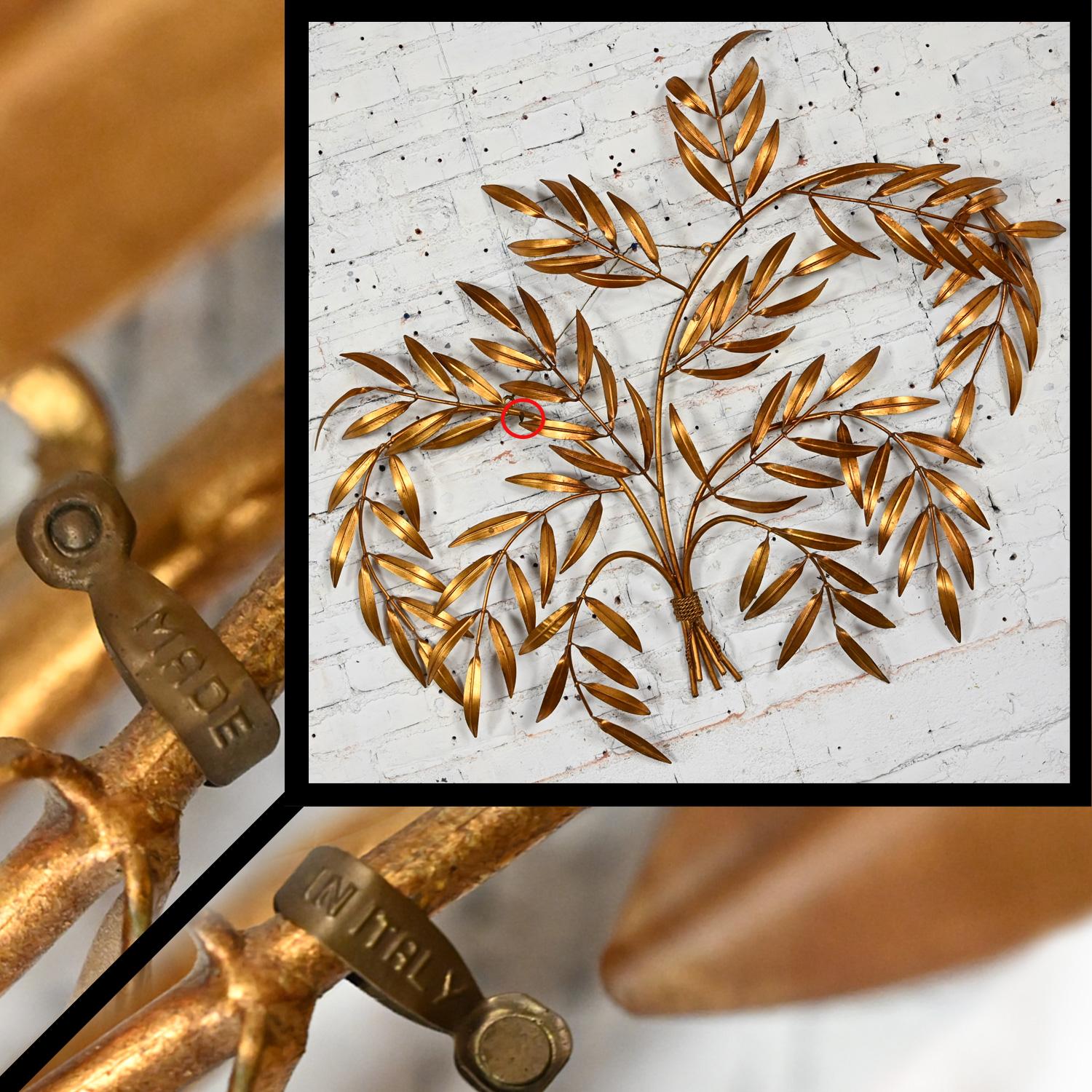 1960’s Italian Hollywood Regency Gilt Metal Wall Sculpture of Branches & Leaves For Sale 14