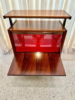 1960's Italian Illuminated Bar Cabinet on Casters