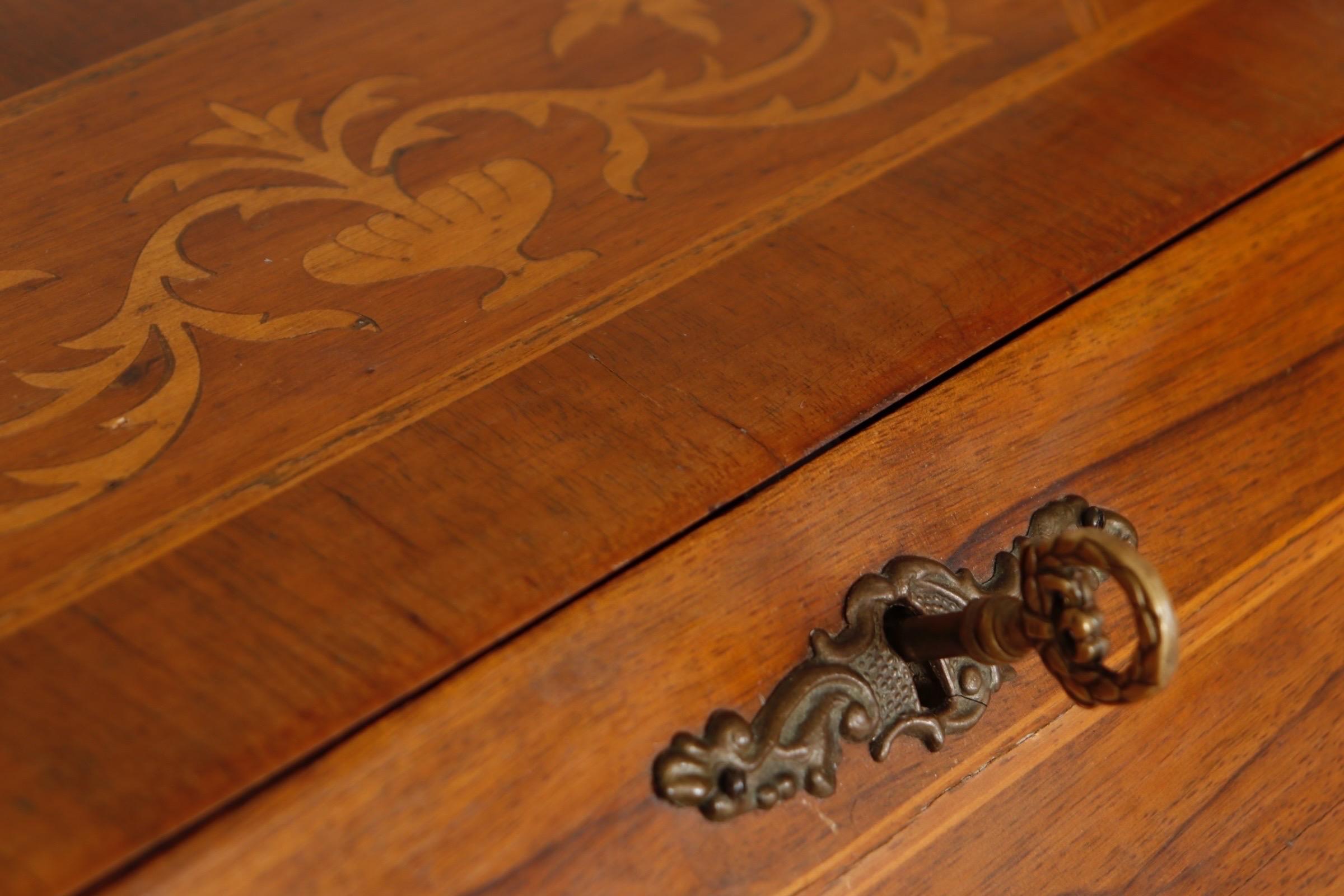 Walnut 1960’s Italian Inlaid Secretaire For Sale