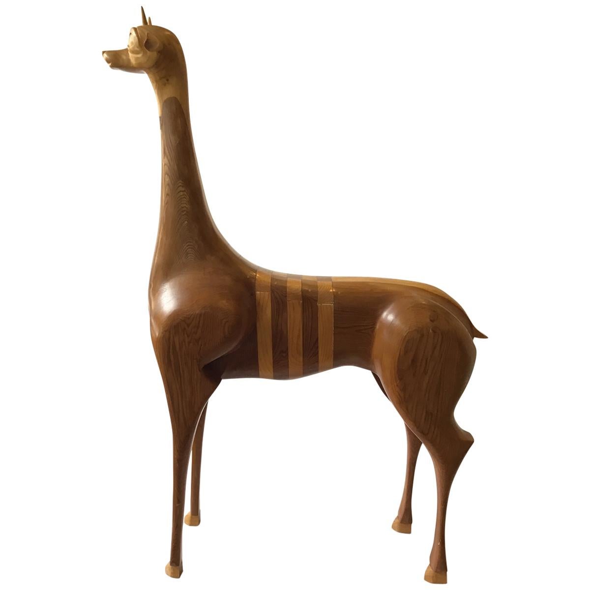 1960s Italian Inlaid Wood Gazelle