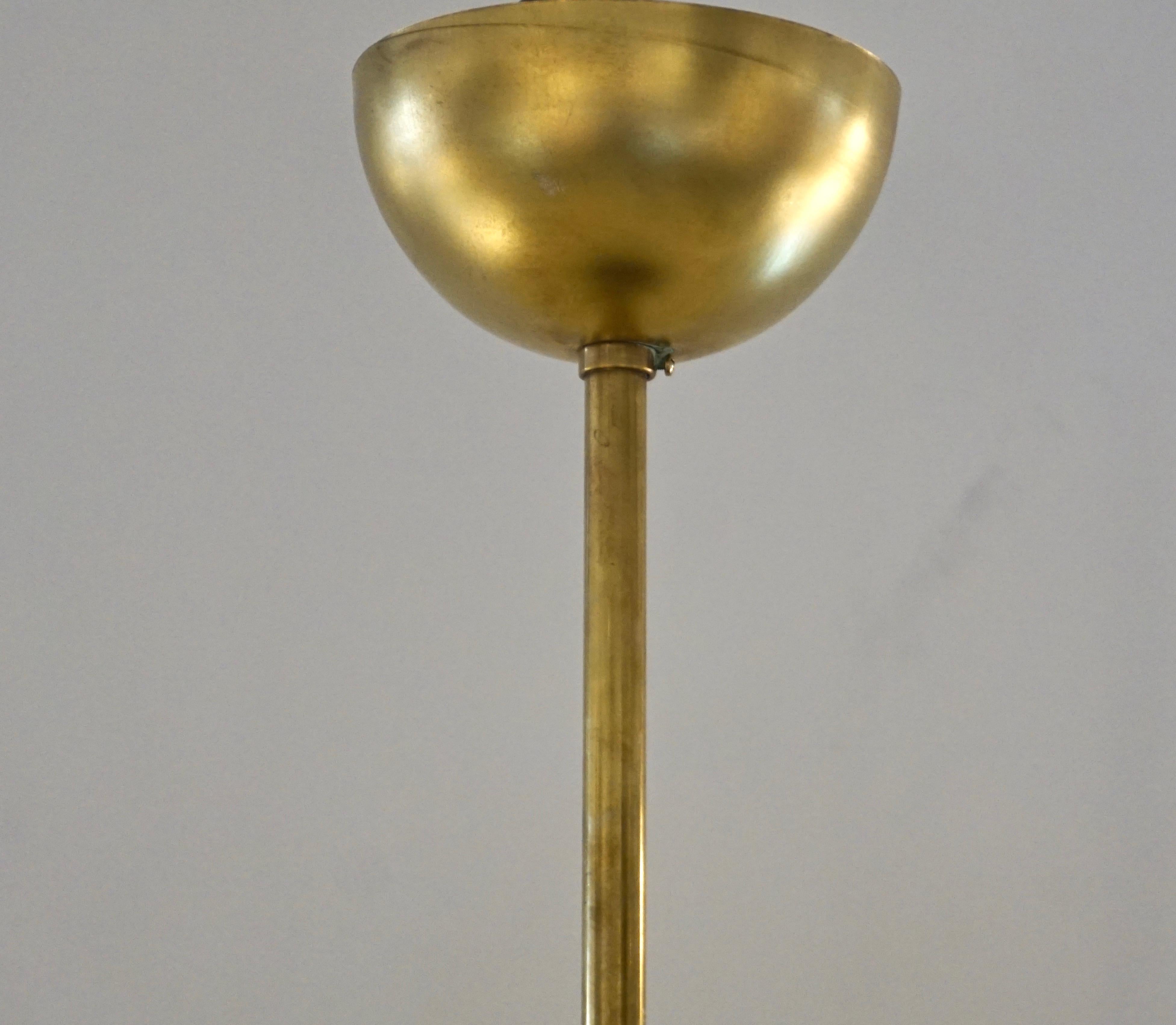 1960s Italian Ivory Flower Embossed Murano Glass Brass Flushmount / Pendant 2