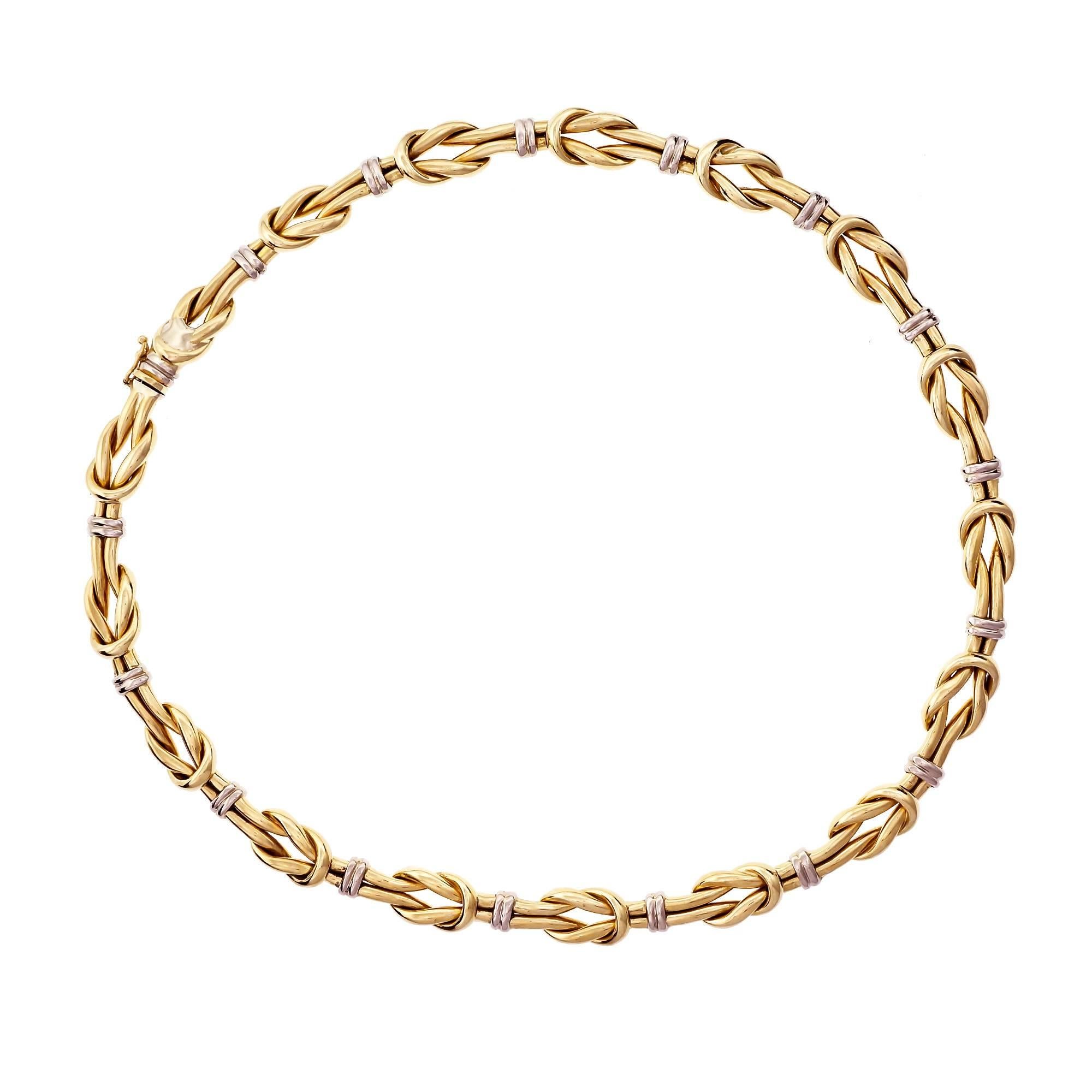 1960s Italian Knot Link Two-Tone Gold Necklace