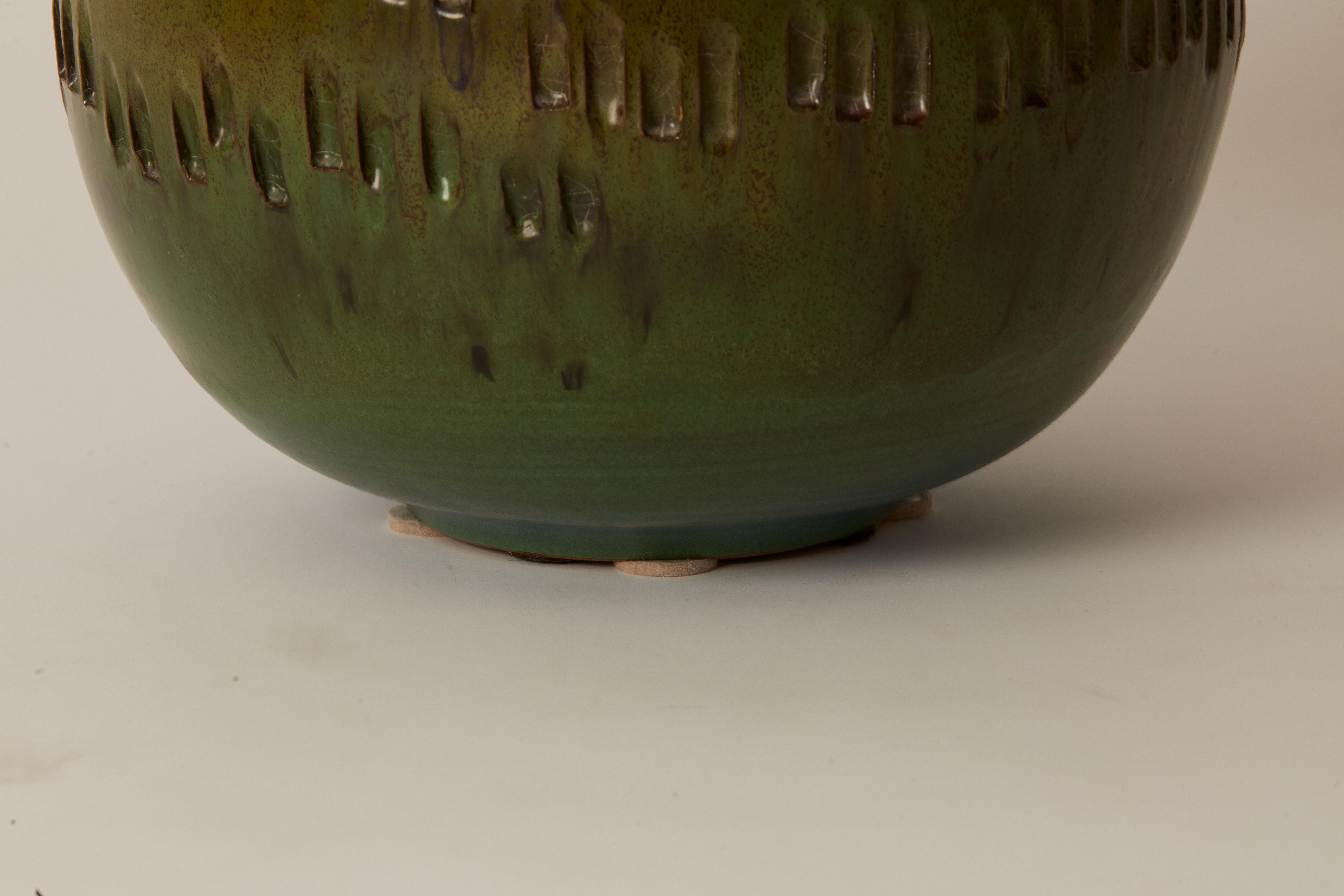 1960s Italian Large Scale Green Pottery Vase  In Good Condition In Aspen, CO