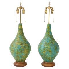 Lampade da tavolo grandi con smalto lavico italiano degli anni '60