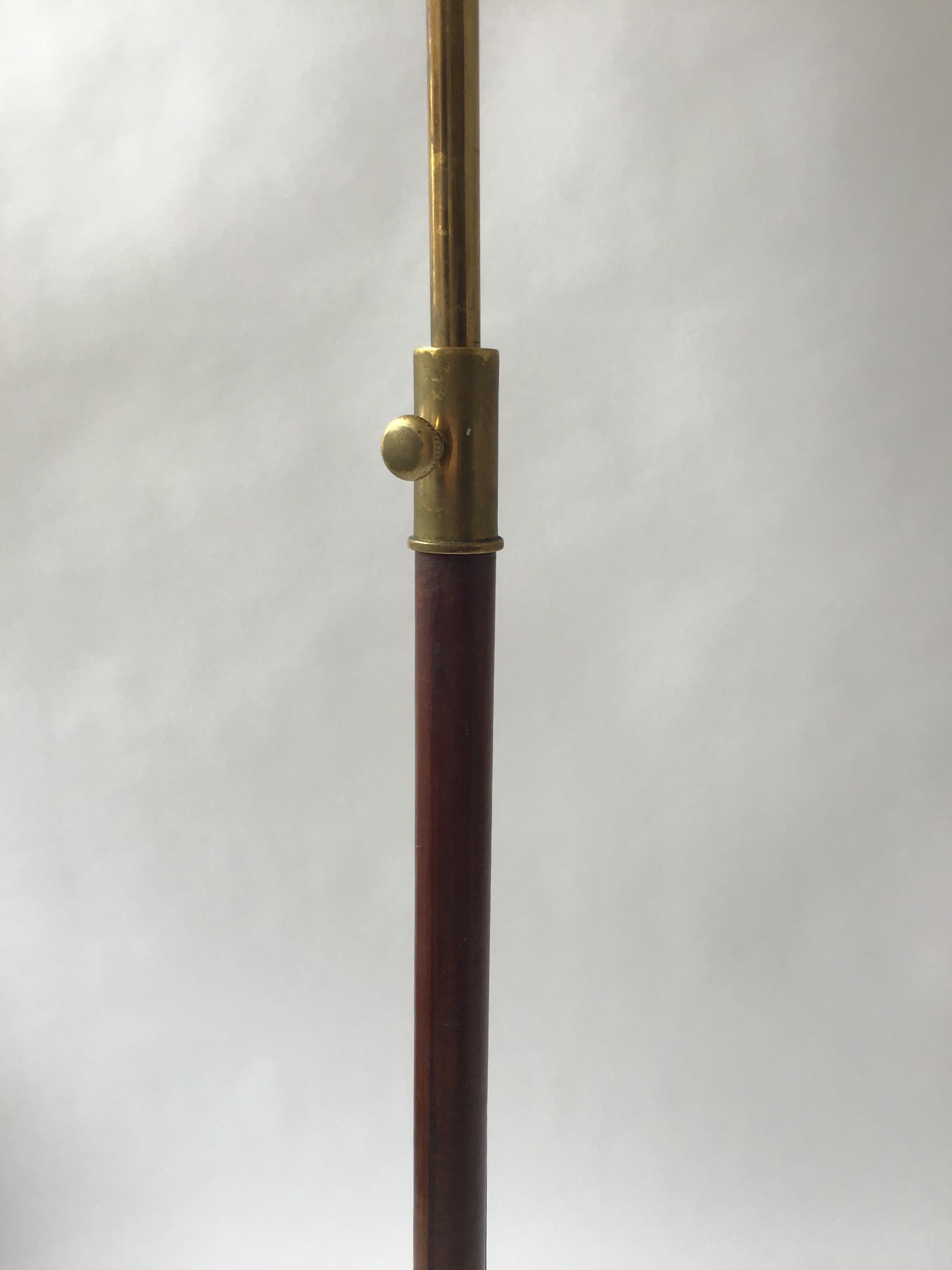 1960s Italian Leather And Brass Floor Lamp 1