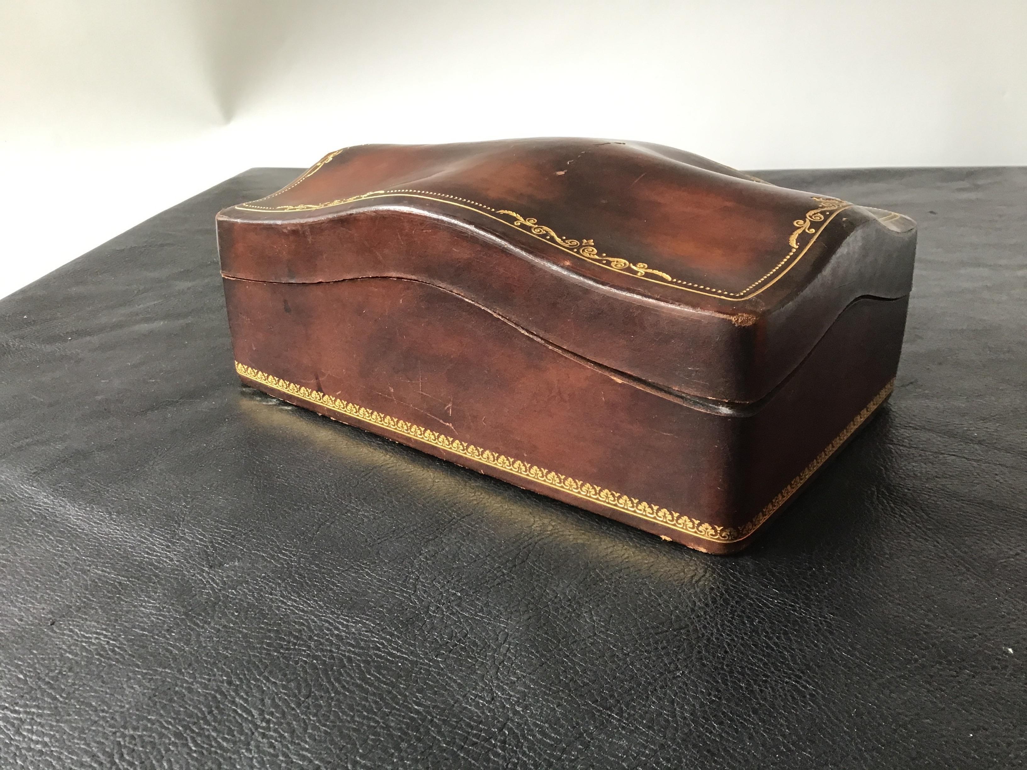 1960s Italian Leather Box In Good Condition For Sale In Tarrytown, NY