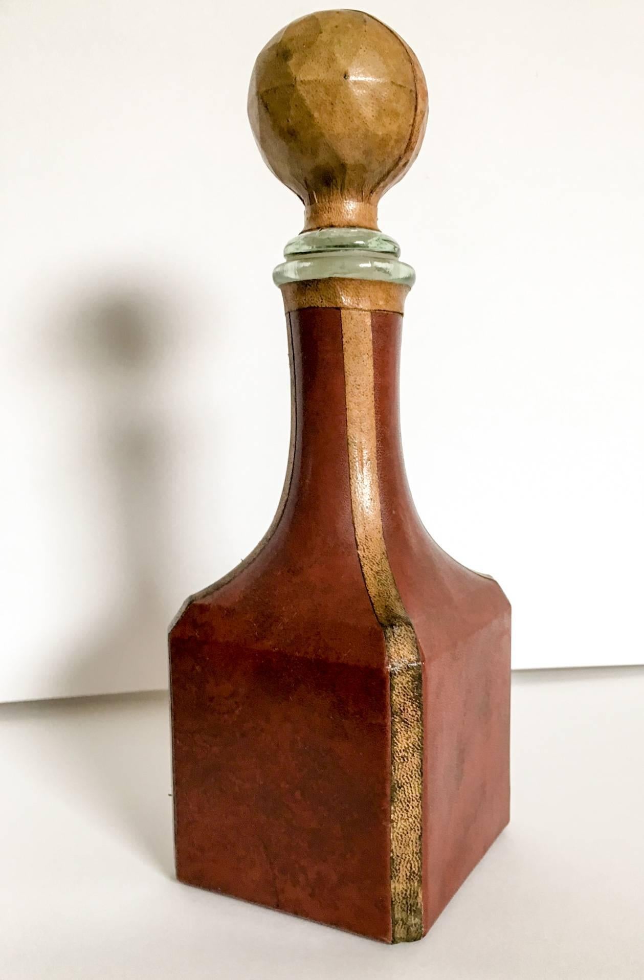 leather wrapped decanter made in italy