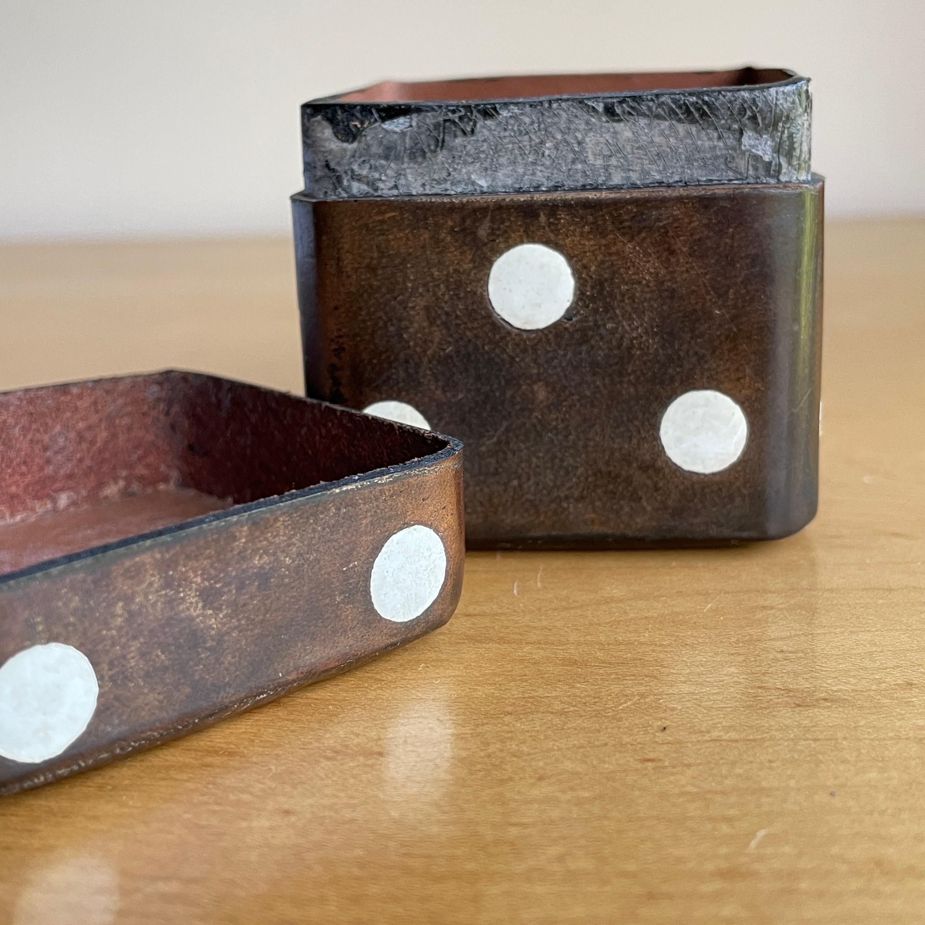 1960s Italian Leather Dice Game Box Italy Die Old Vegas Object Casino Gift For Sale 8