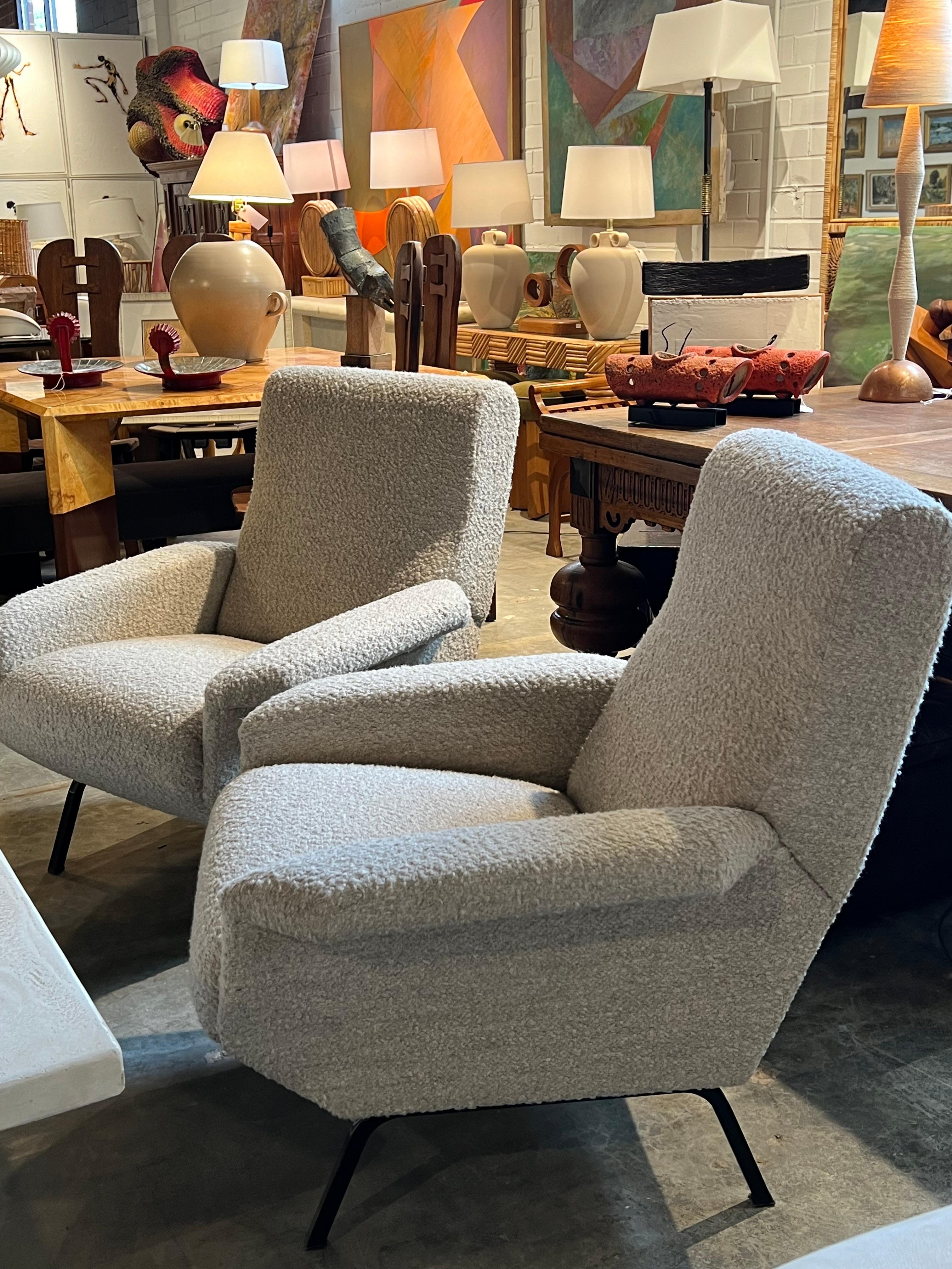 Metal 1960’s Italian Lounge Chairs  For Sale