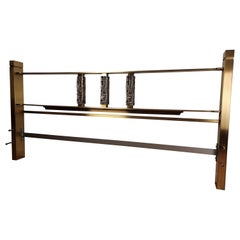 Used 1960s Italian Luciano Frigerio Brutalist Sculpture Bronze Brass Bed Headboard