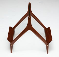 1960s Italian Mahogany and Glass Magazine Rack