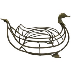 1960s Italian Maison Jansen Brass Duck Magazine Rack