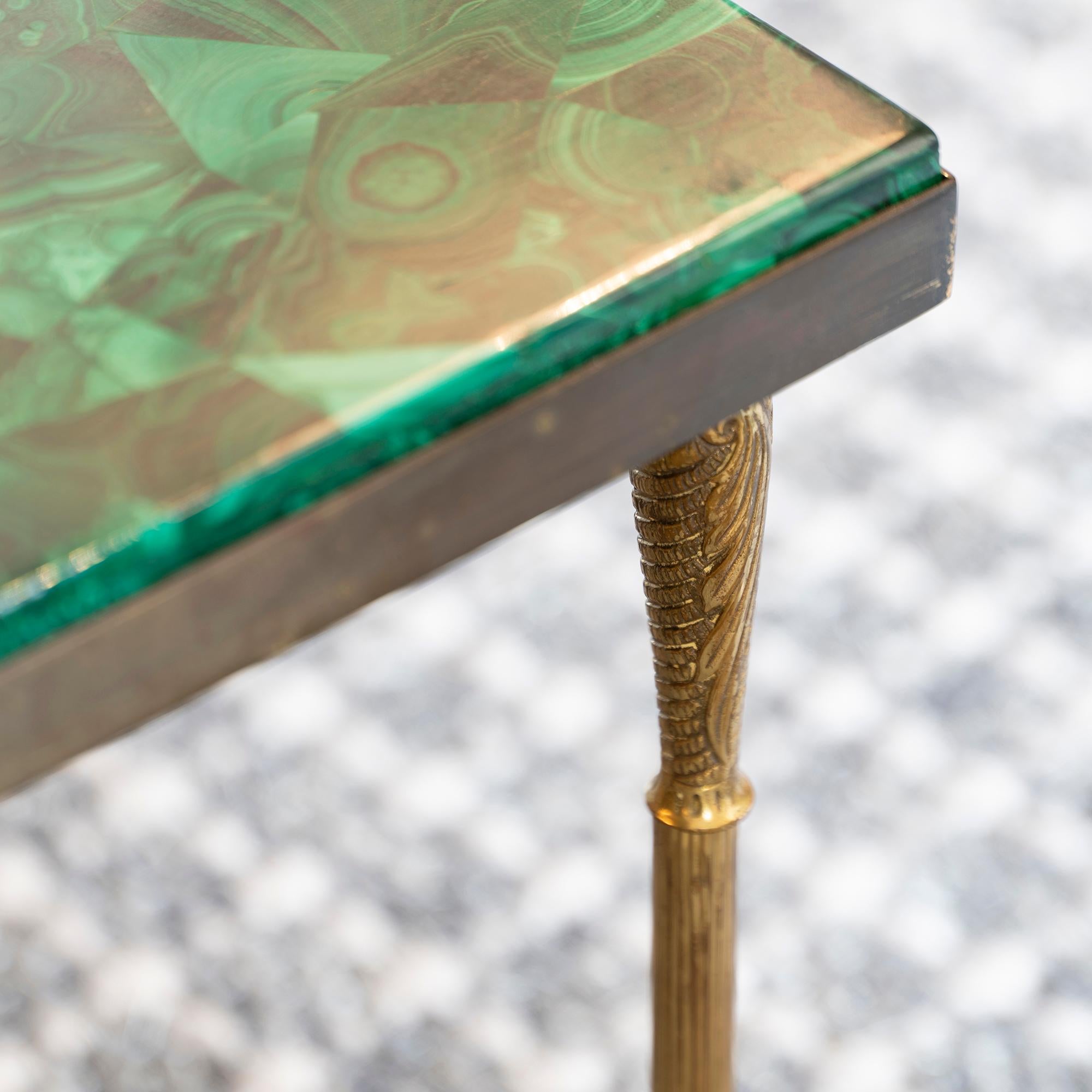 1960s Italian Malachite and Brass Occasional Side Table 2