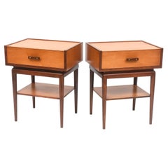 1960s Italian Maple and Walnut Nightstands