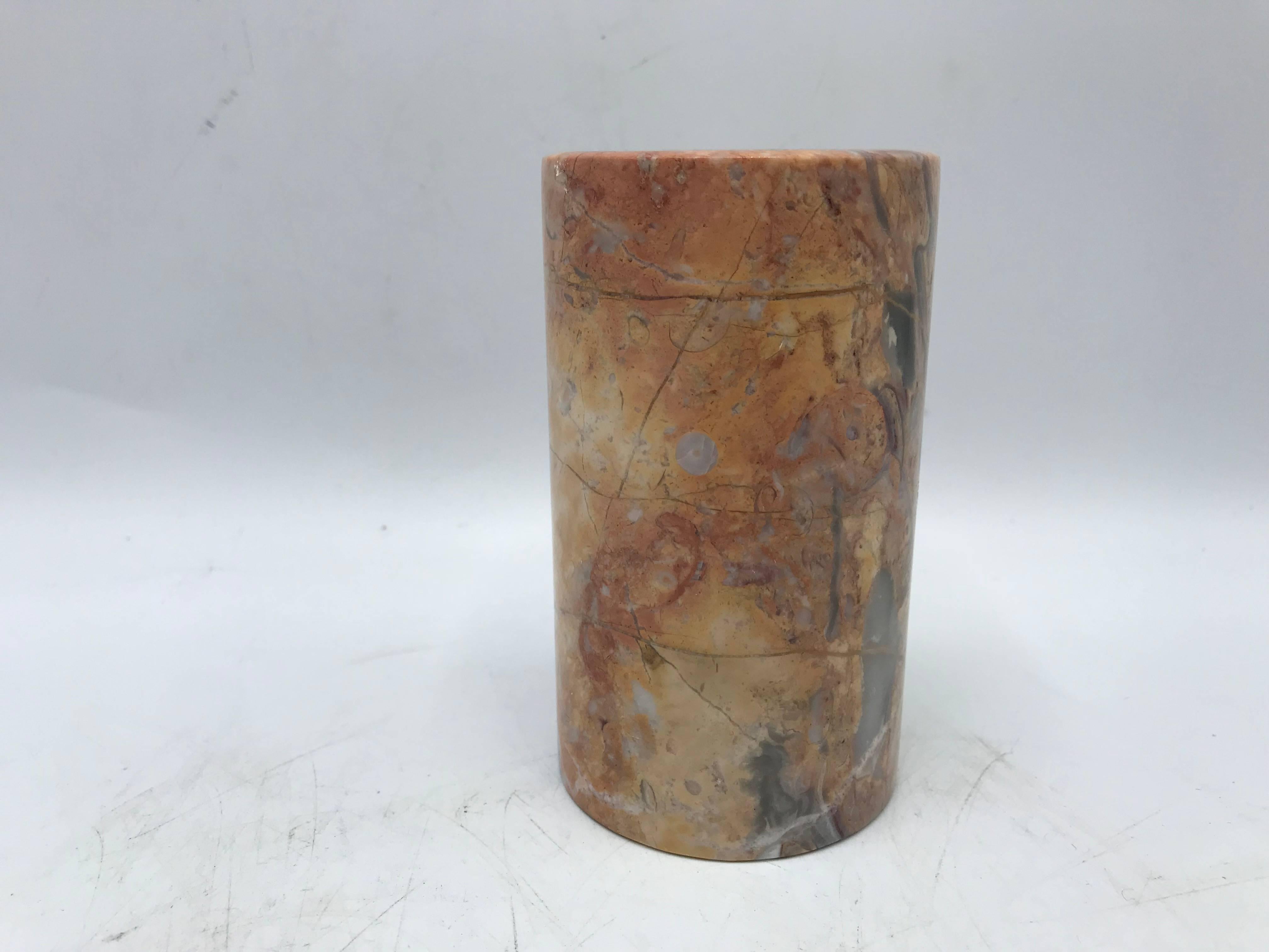 1960s Italian Marble Pen Cup In Good Condition For Sale In Richmond, VA