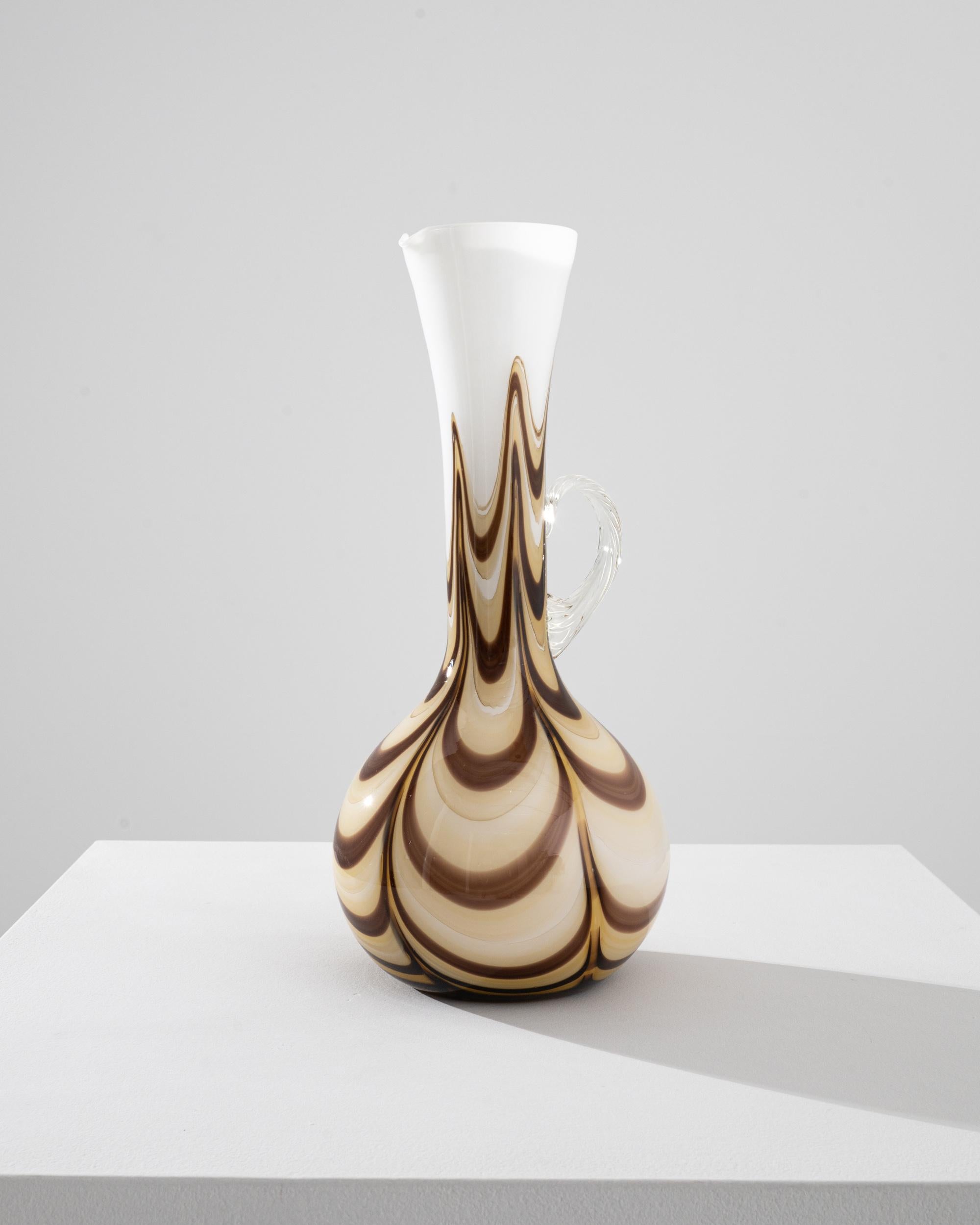 Mid-Century Modern 1960s Italian Marbled Brown Glass Pitcher