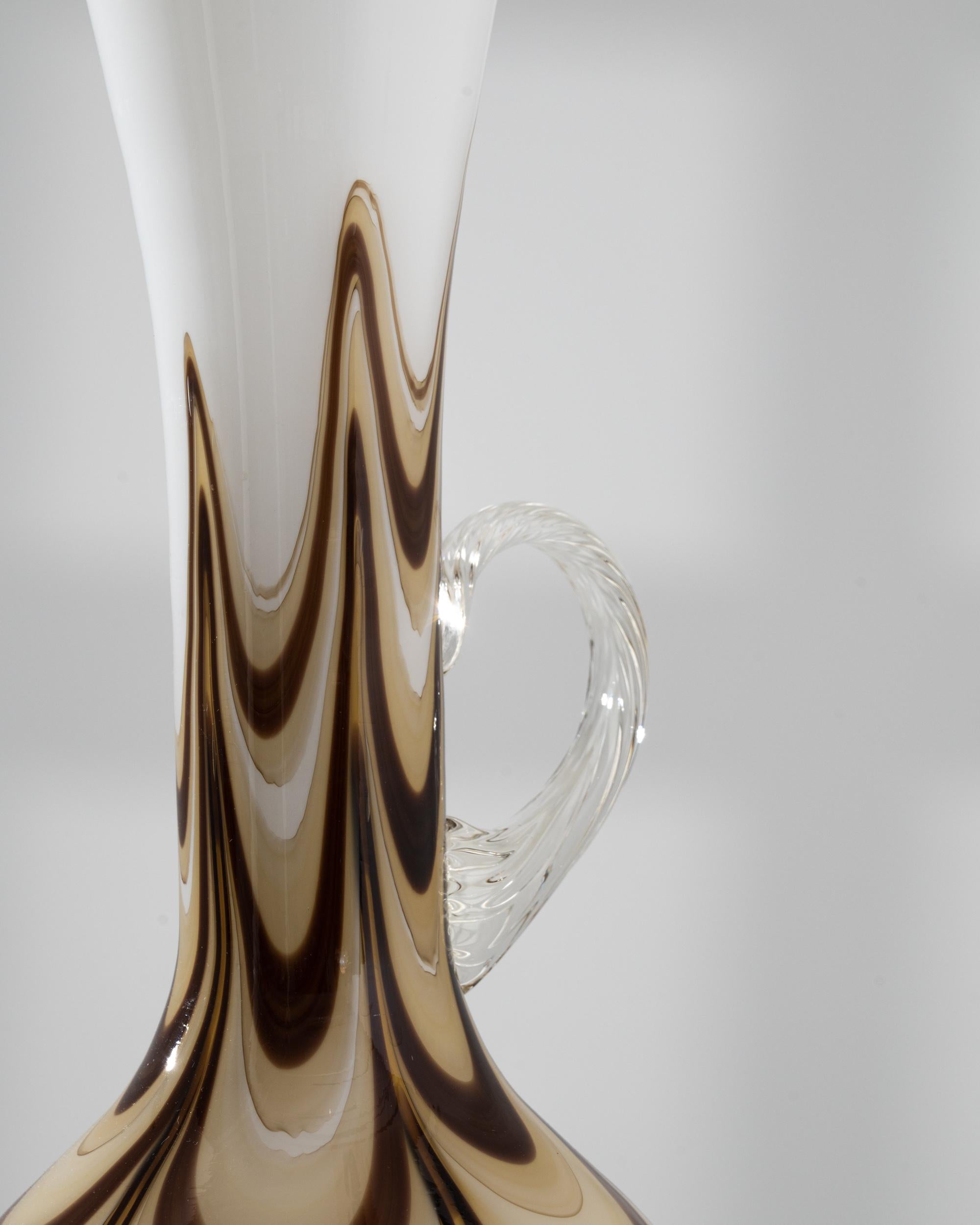 Mid-20th Century 1960s Italian Marbled Brown Glass Pitcher
