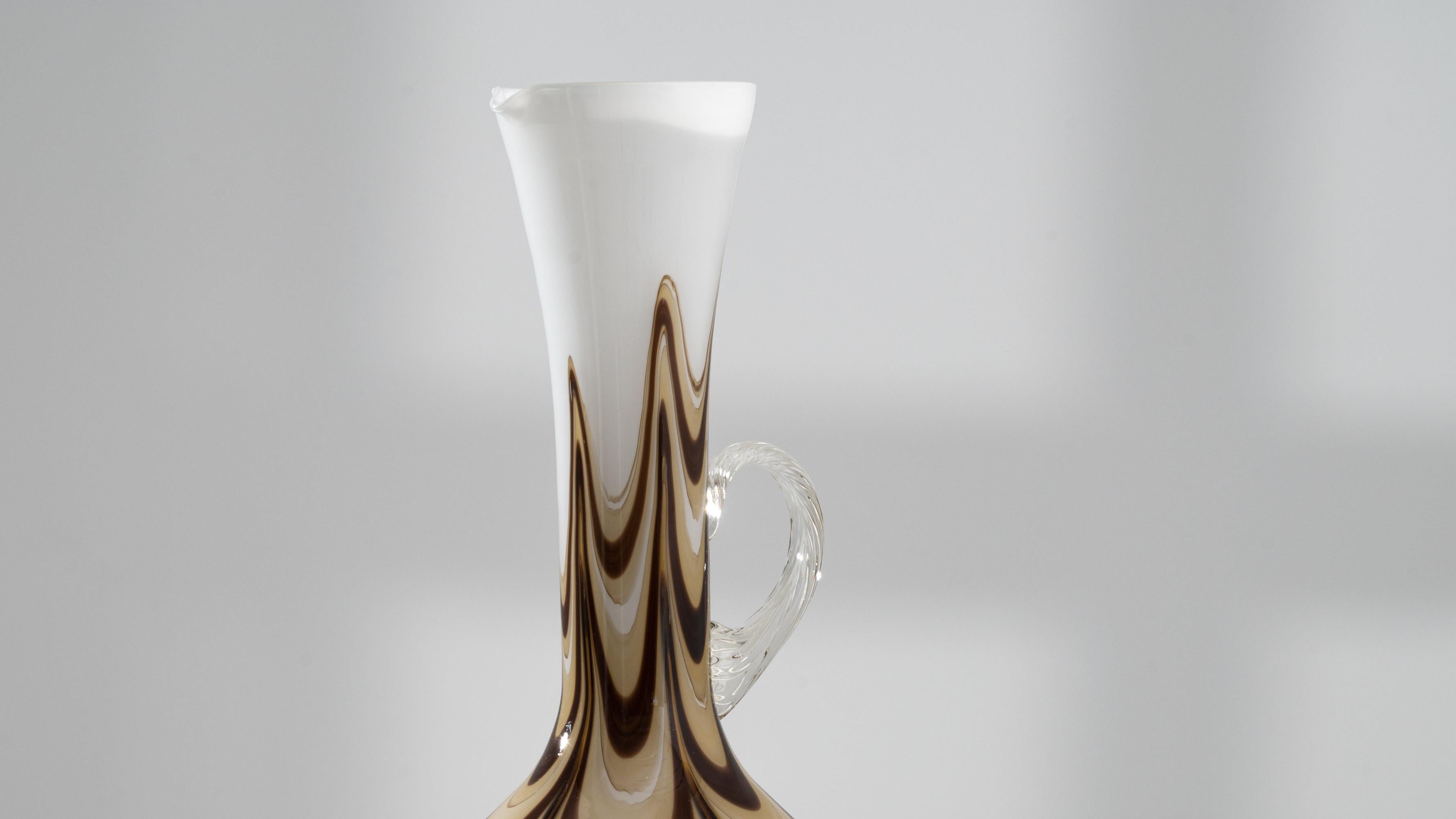 Blown Glass 1960s Italian Marbled Brown Glass Pitcher