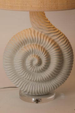 1960s Italian Marcello Fantoni White Shell Lamp