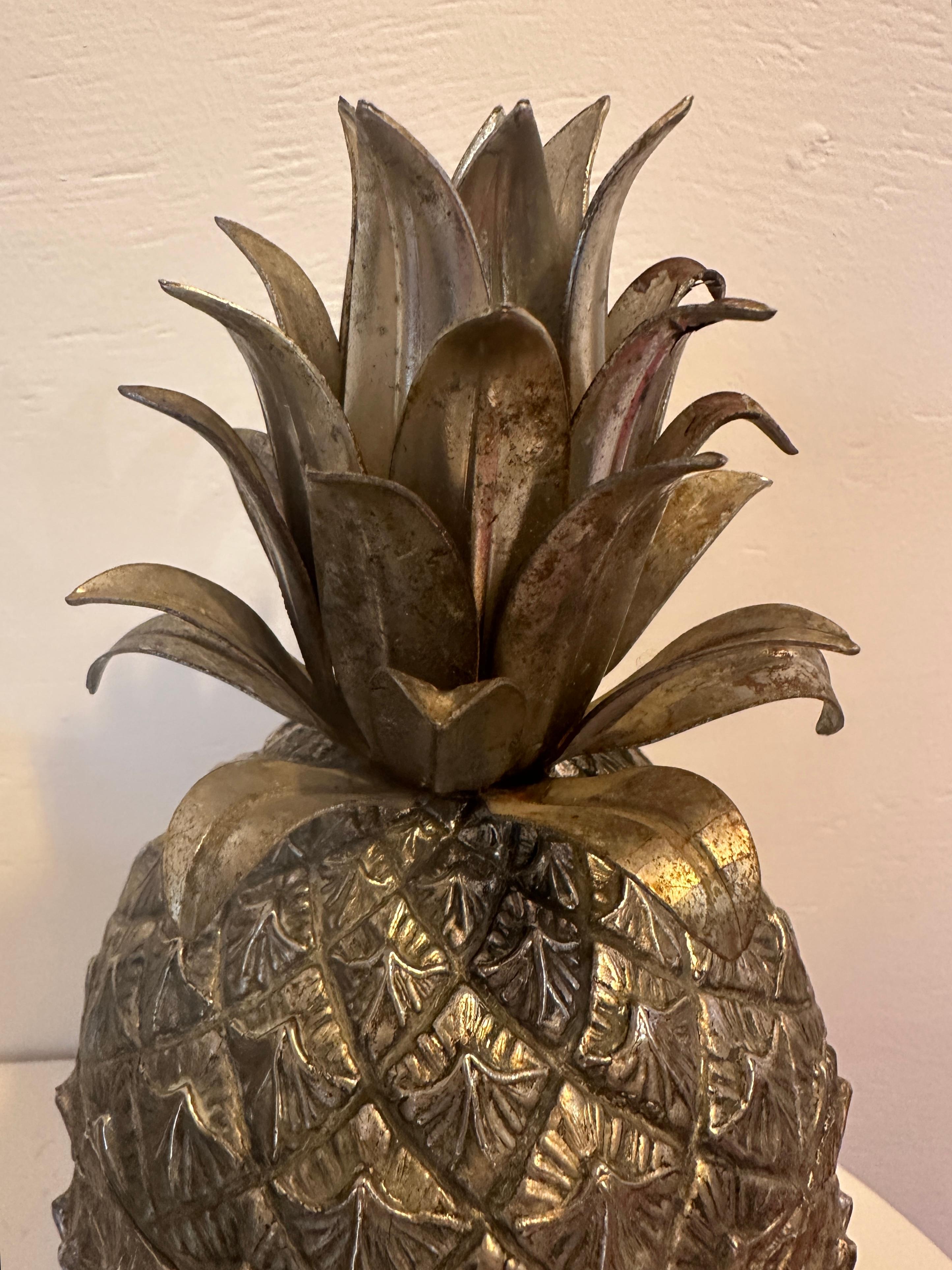 1960s Italian Mauro Manetti Pineapple Gold Stinted Silver Plate Ice Bucket 5