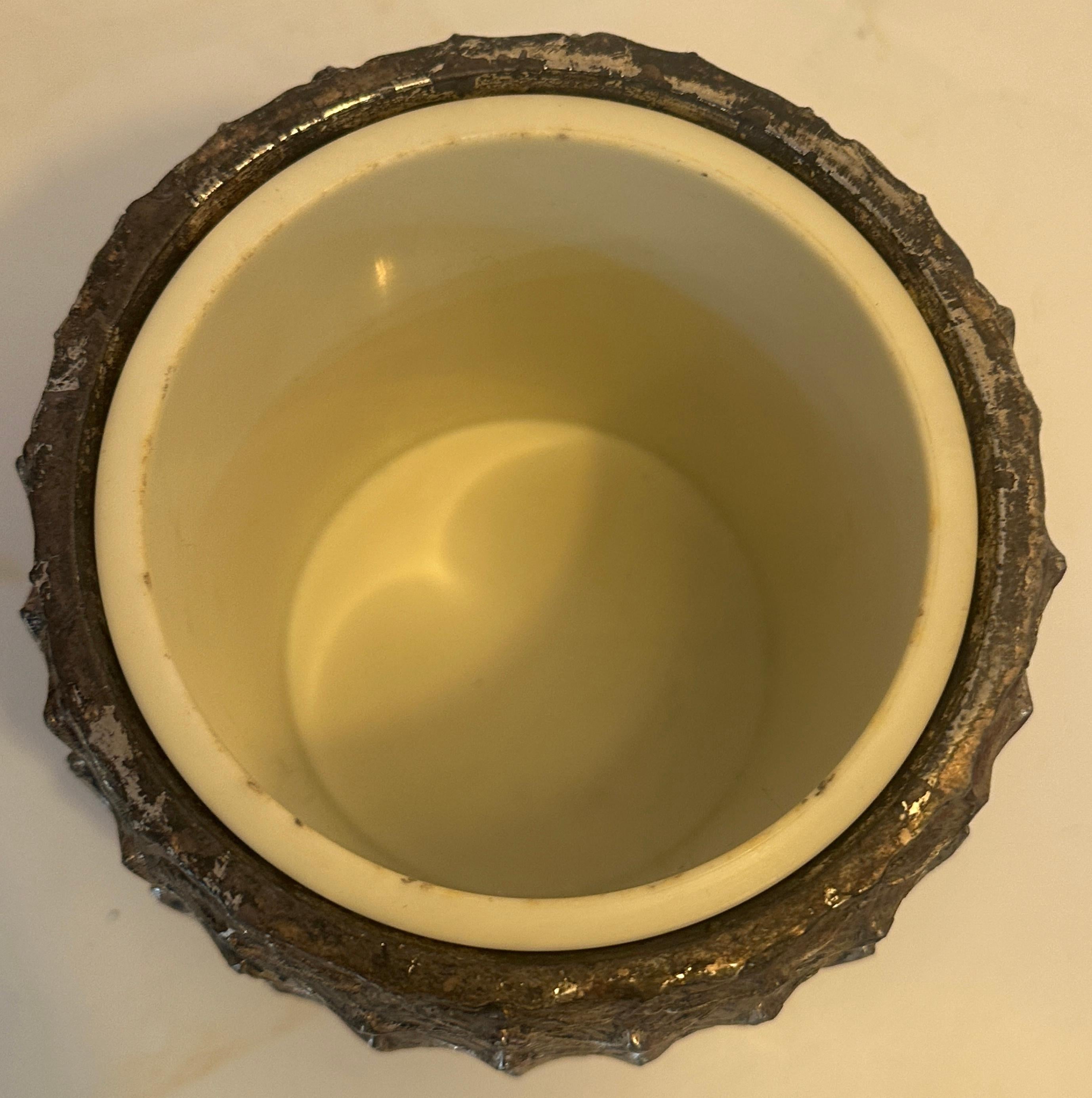 1960s Italian Mauro Manetti Pineapple Gold Stinted Silver Plate Ice Bucket 9