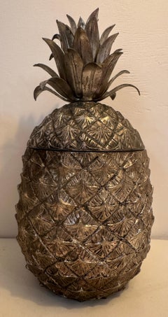 1960s Italian Mauro Manetti Pineapple Gold Stinted Silver Plate Ice Bucket