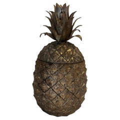 1960s Italian Mauro Manetti Pineapple Gold Stinted Silver Plate Ice Bucket