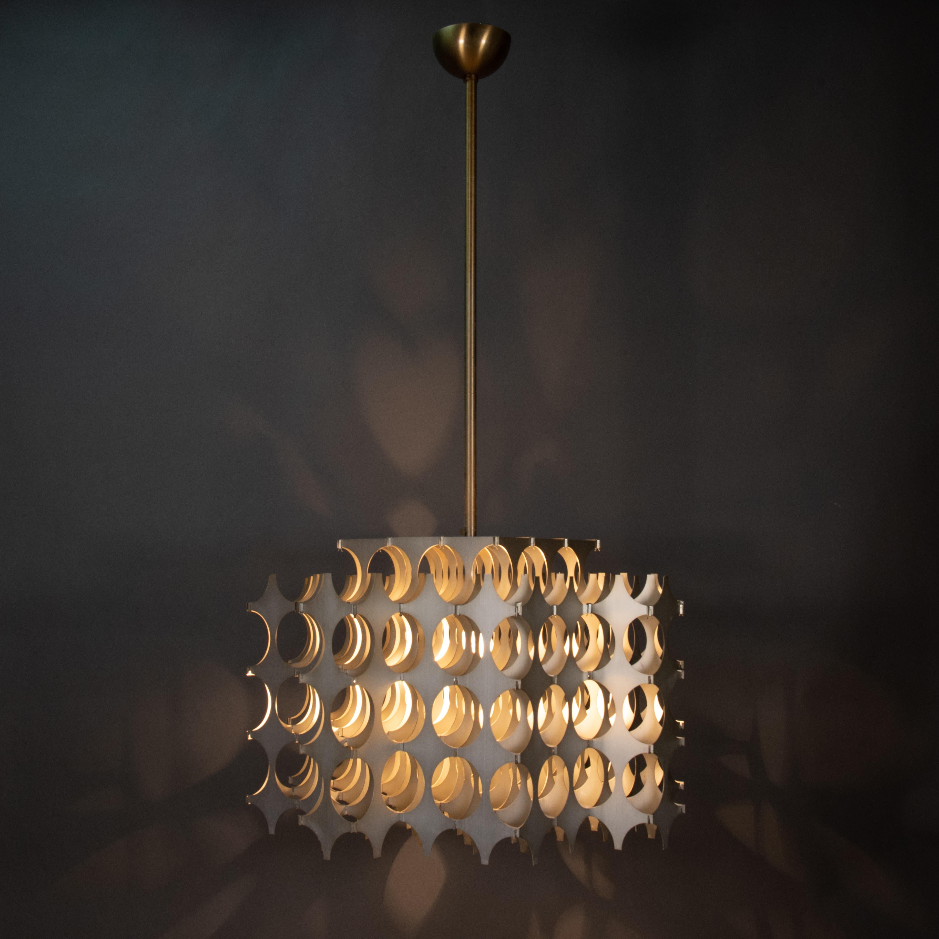 1960s Italian Metal Chandelier by Mario Marenco for Artemide Cynthia Model 9