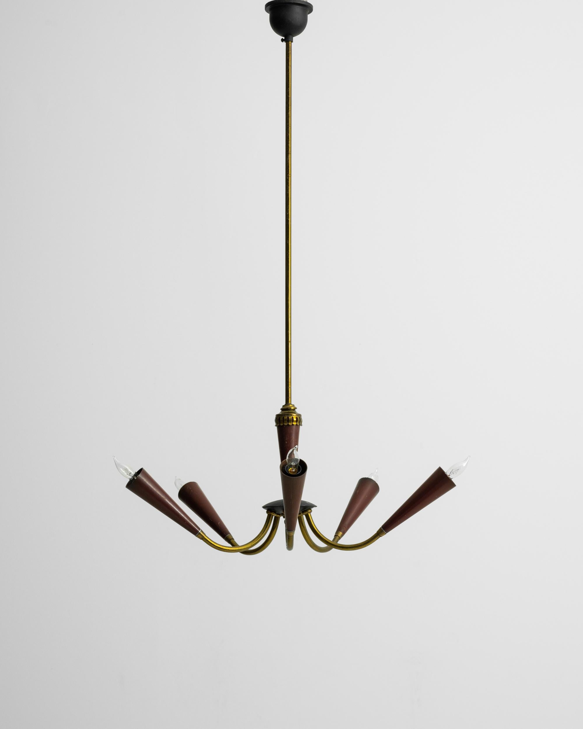 Mid-Century Modern 1960s Italian Metal Chandelier